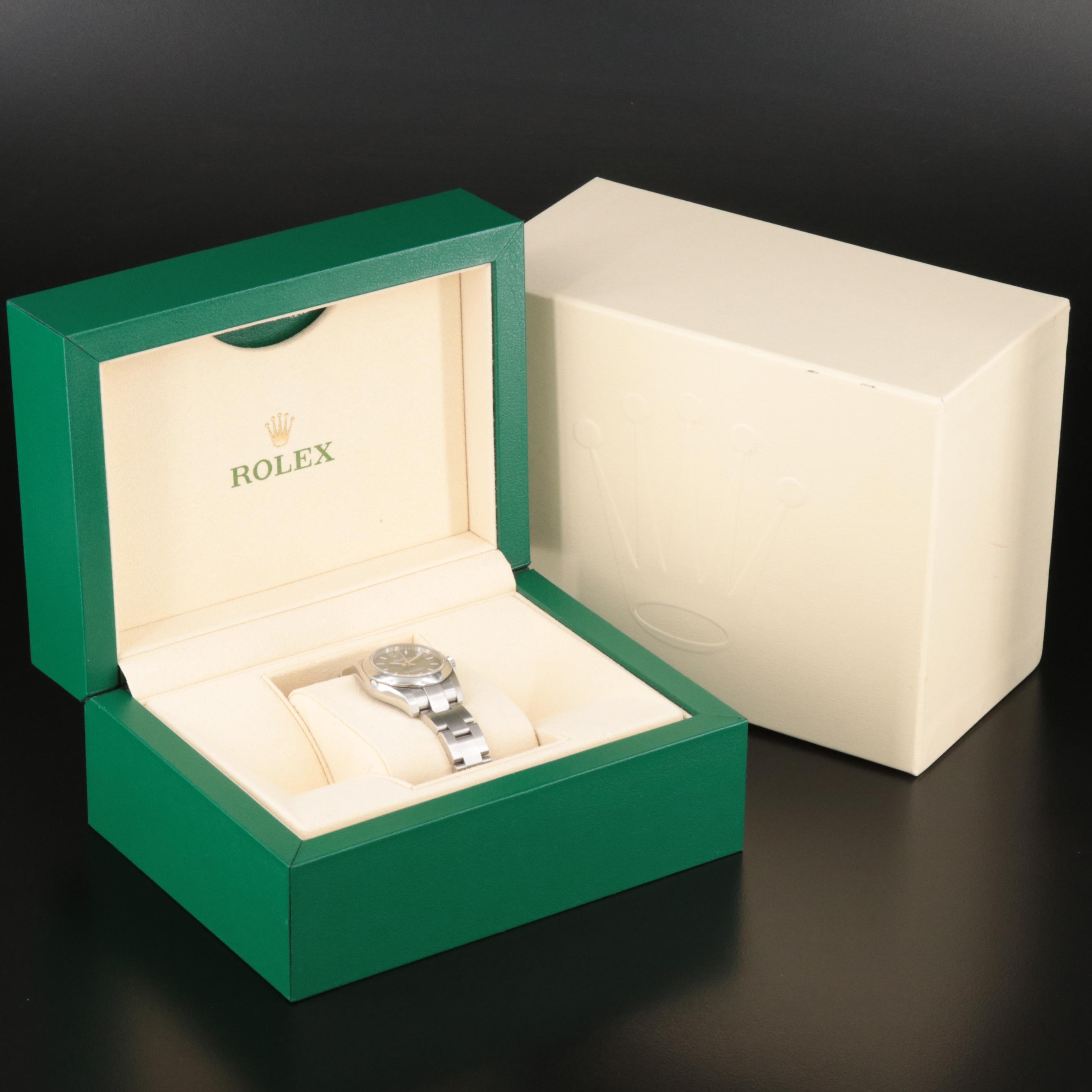 Rolex Oyster Perpetual Olive Green Dial Watch