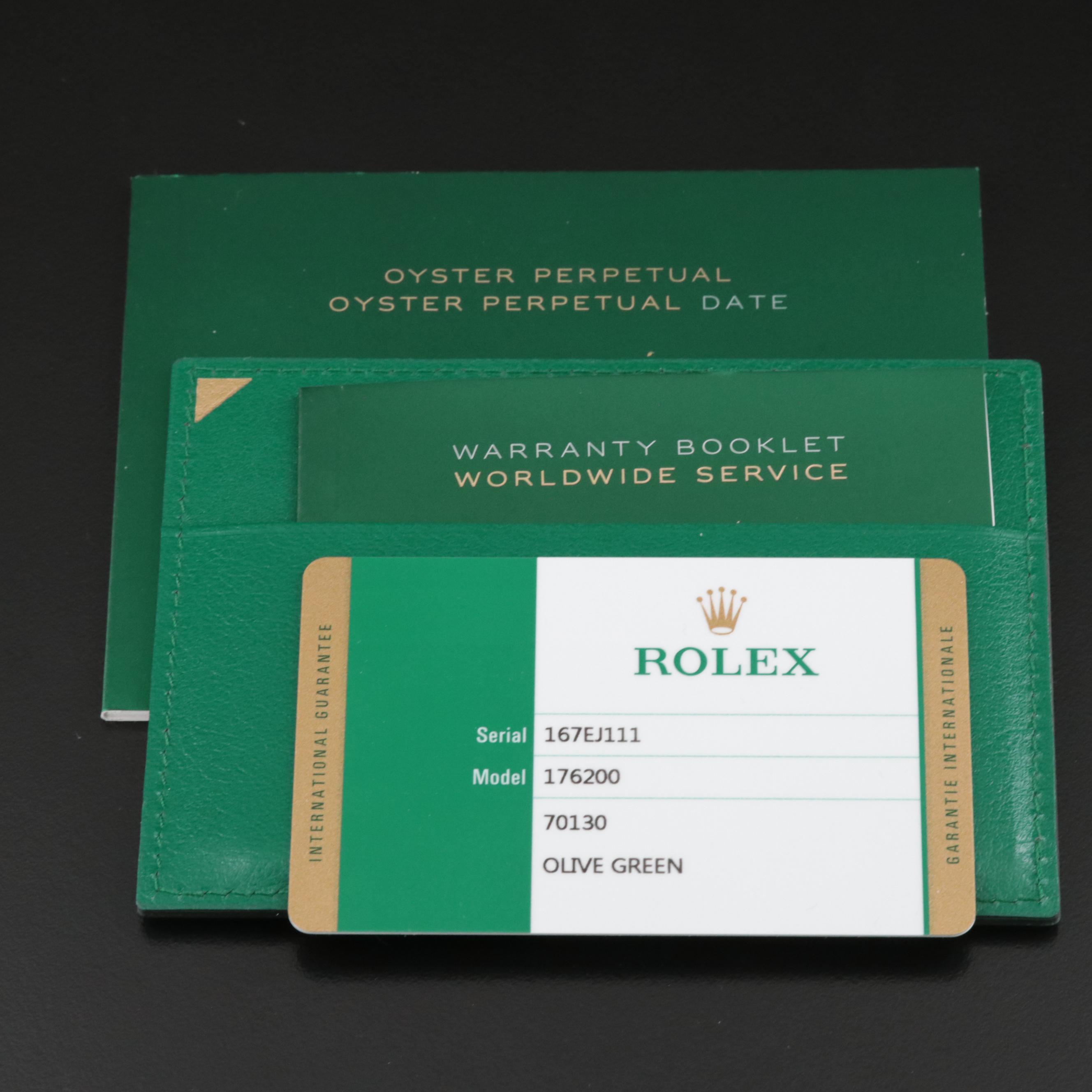 Rolex Oyster Perpetual Olive Green Dial Watch