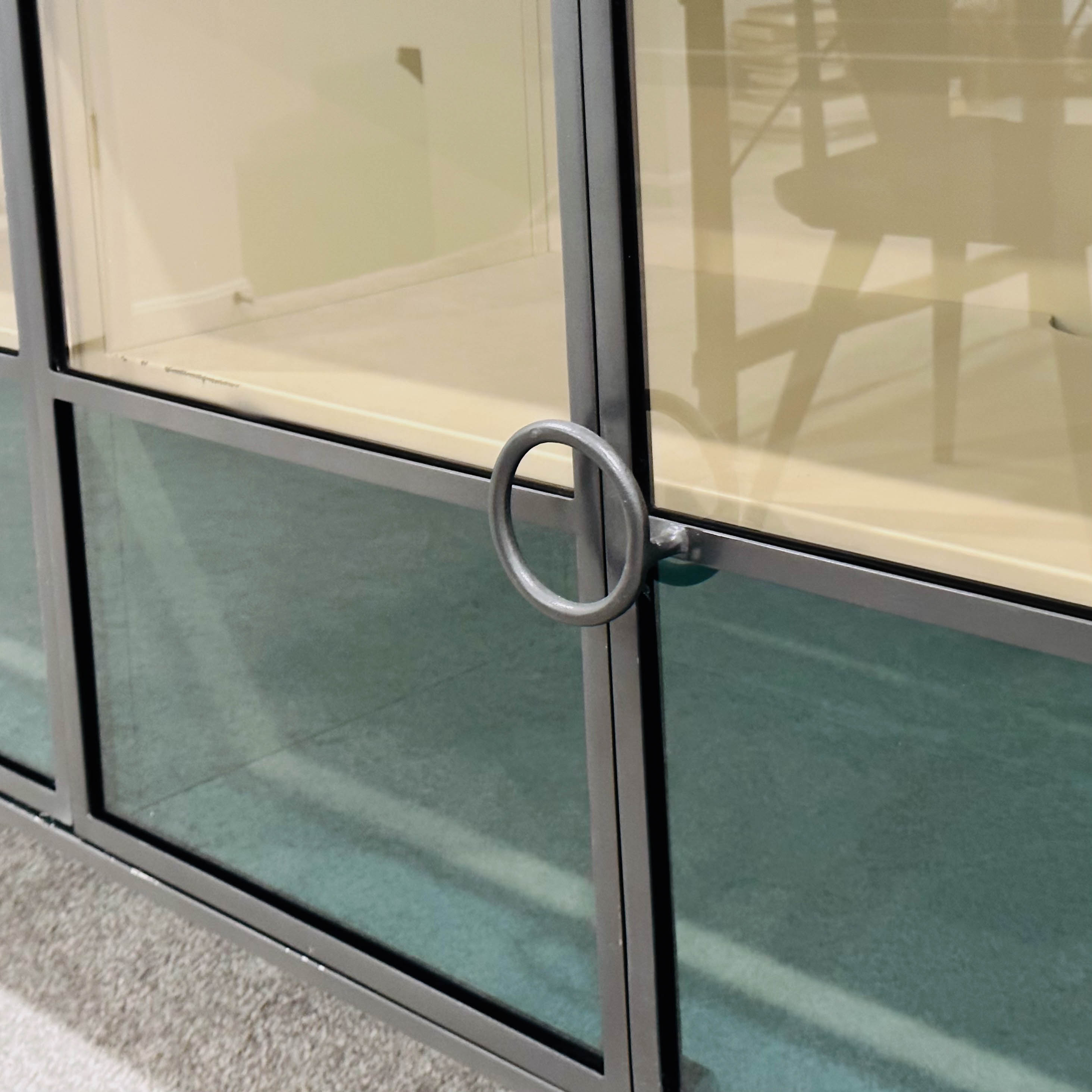 Rockaway Industrial Style Distressed Iron and Glass Cabinet