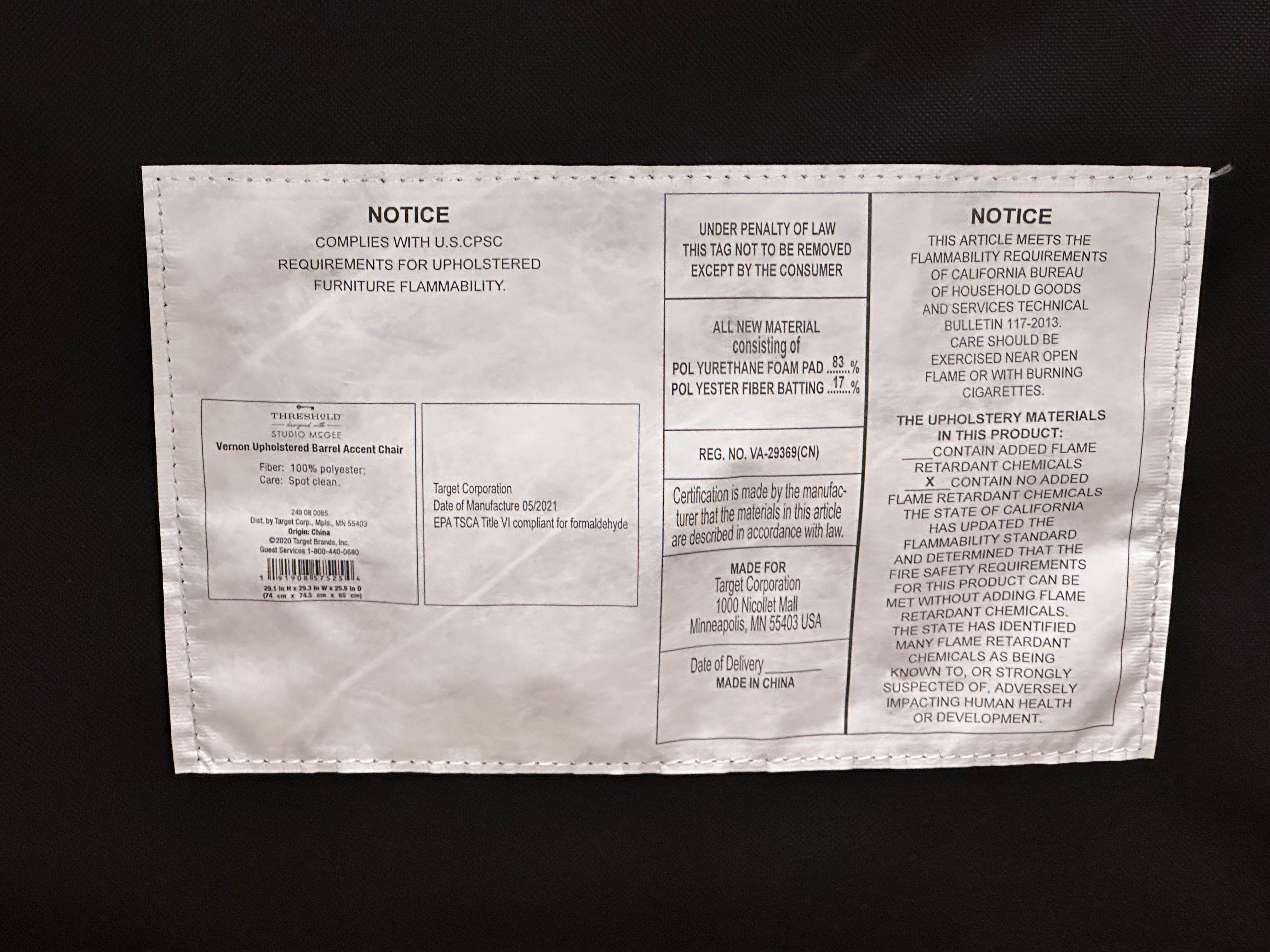 Pair of Threshold Modernist Style Velveteen Upholstered Barrel Chairs