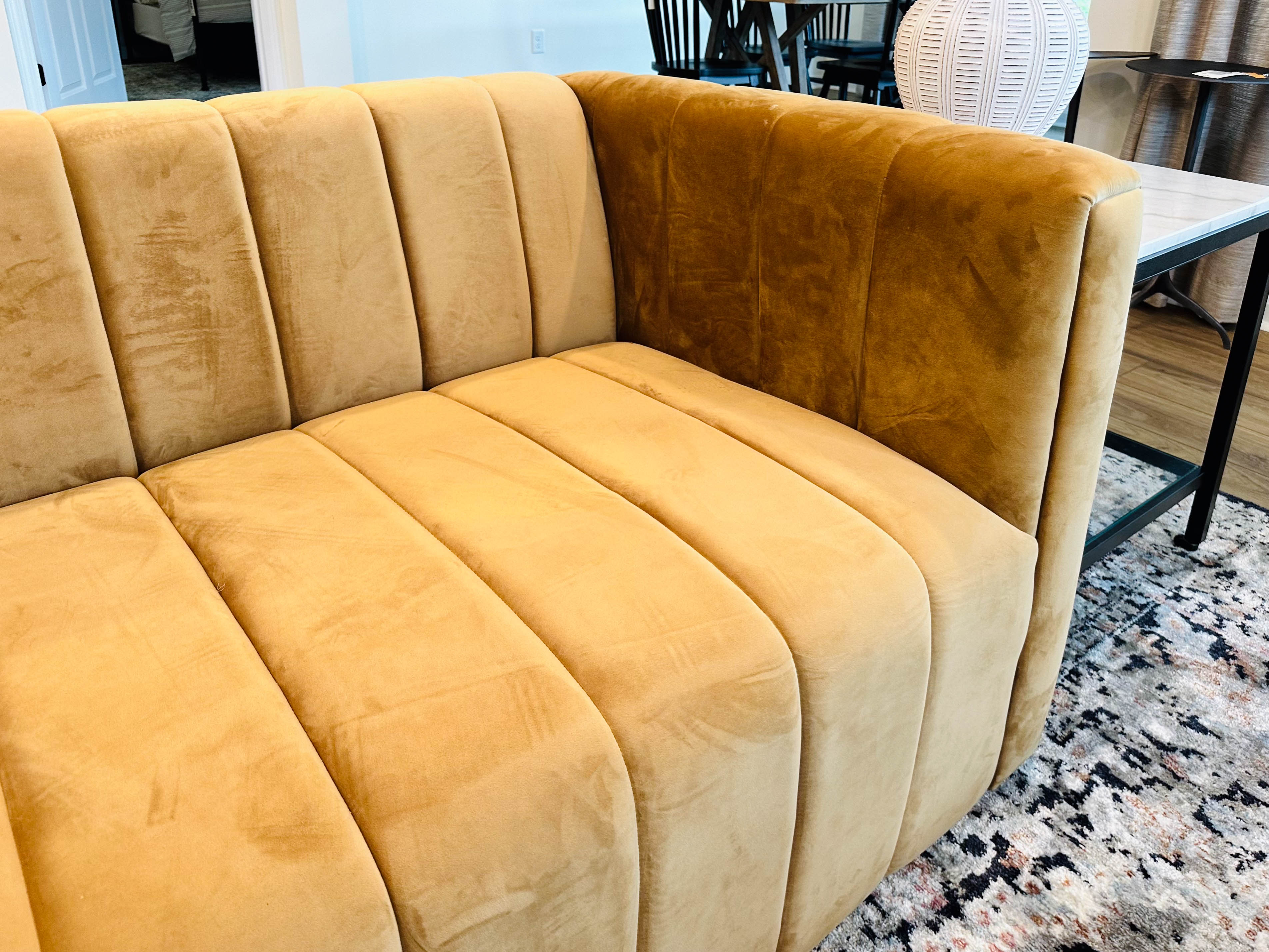 Microfiber Upholstered Channel-Tufted Modern Sofa