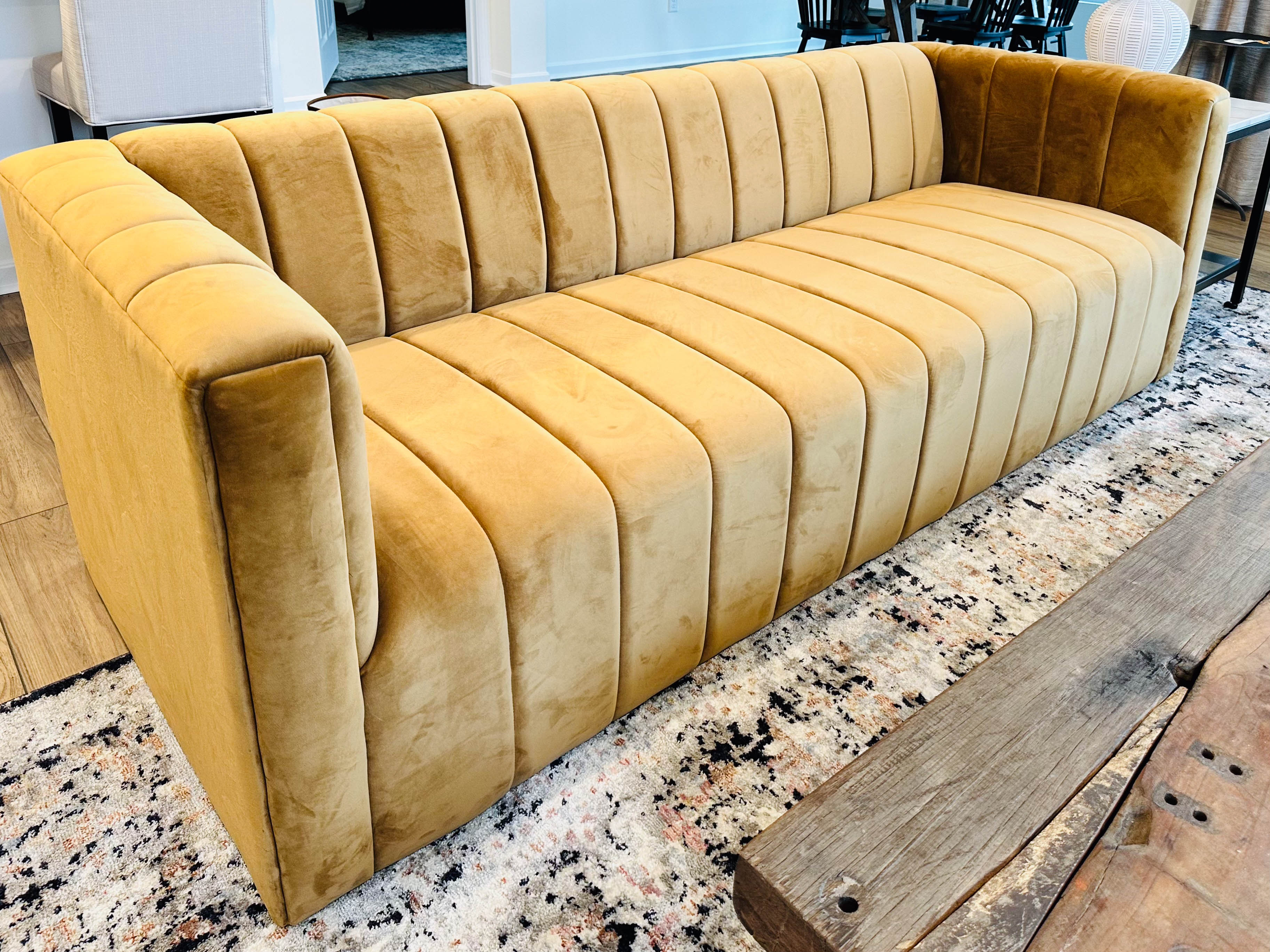 Microfiber Upholstered Channel-Tufted Modern Sofa