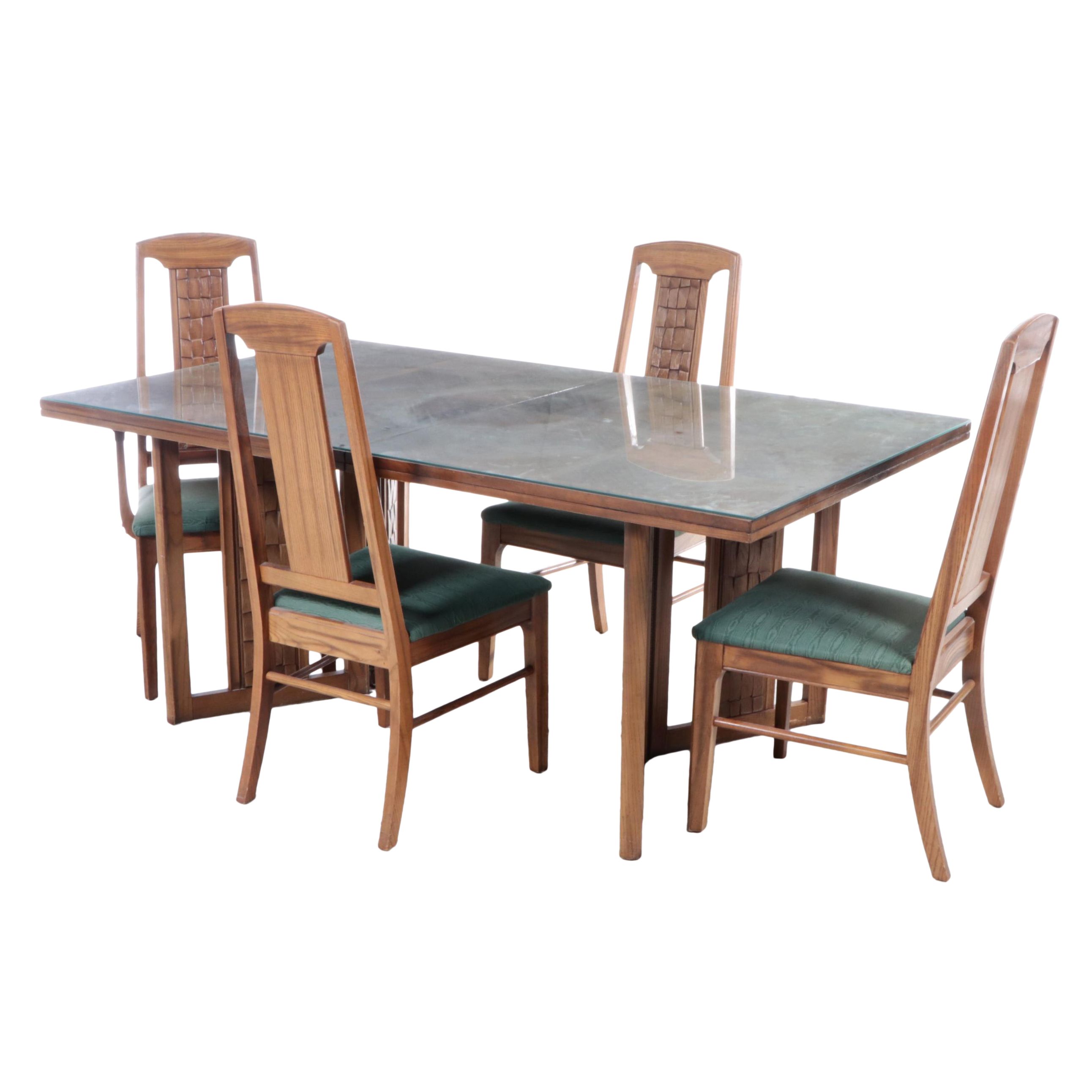 Mid Century Modern Pecan Five-Piece Dining Set, Mid to Late 20th Century