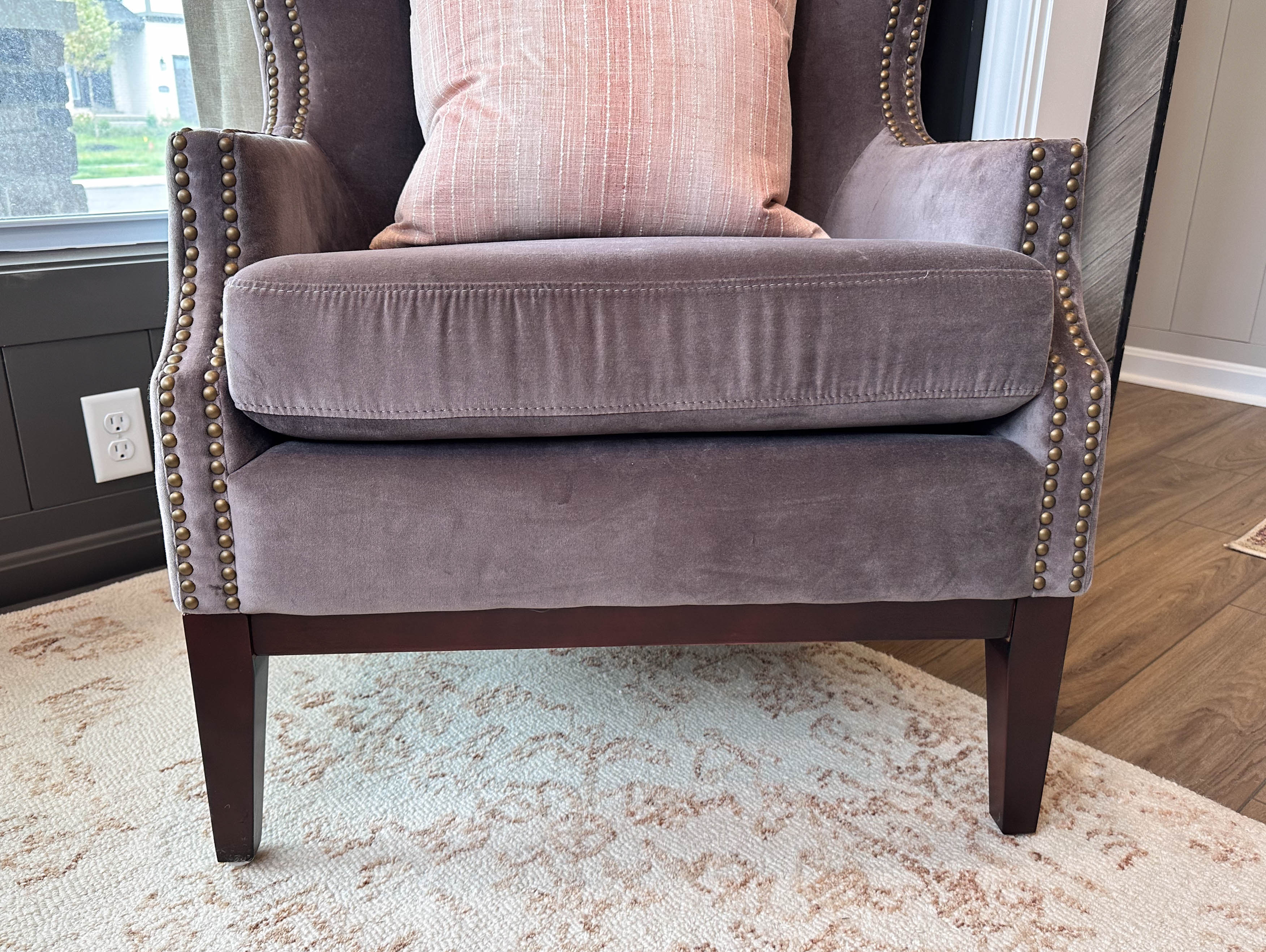 Four Hands Button-Tufted and Brass-Tacked High-Back Armchair