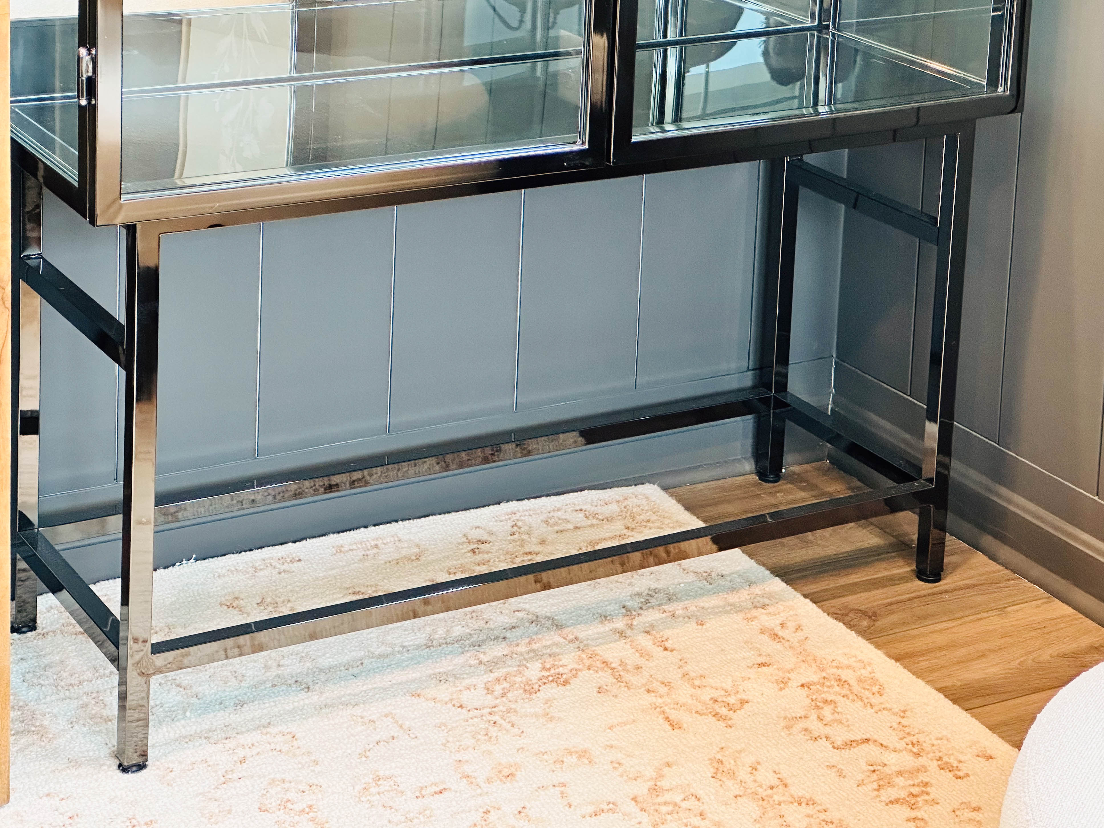 Industrial Style Tempered Glass and Metal Display Cabinet