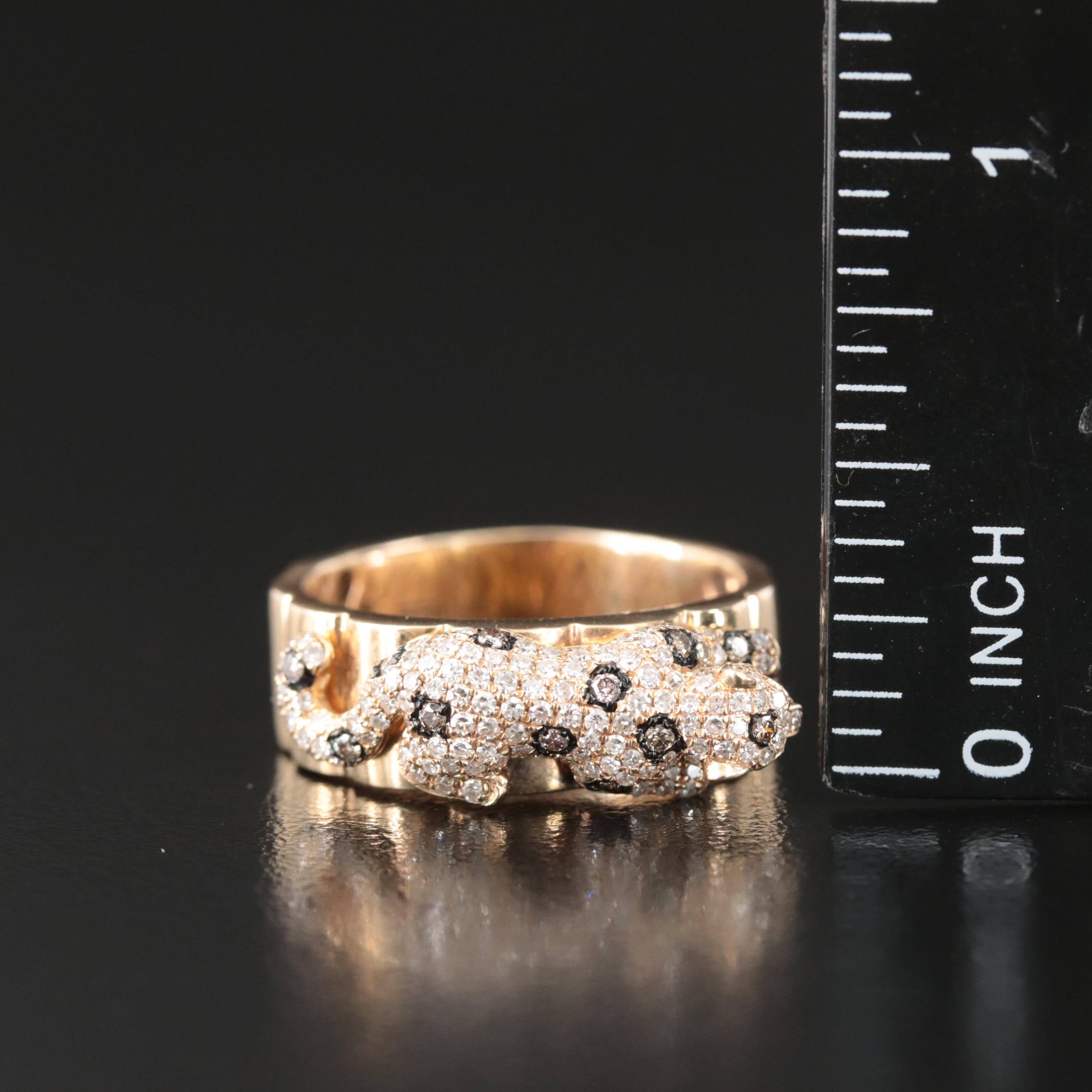 EFFY 14K Diamond and Tsavorite Panther Ring with Fancy Light Brown Diamonds