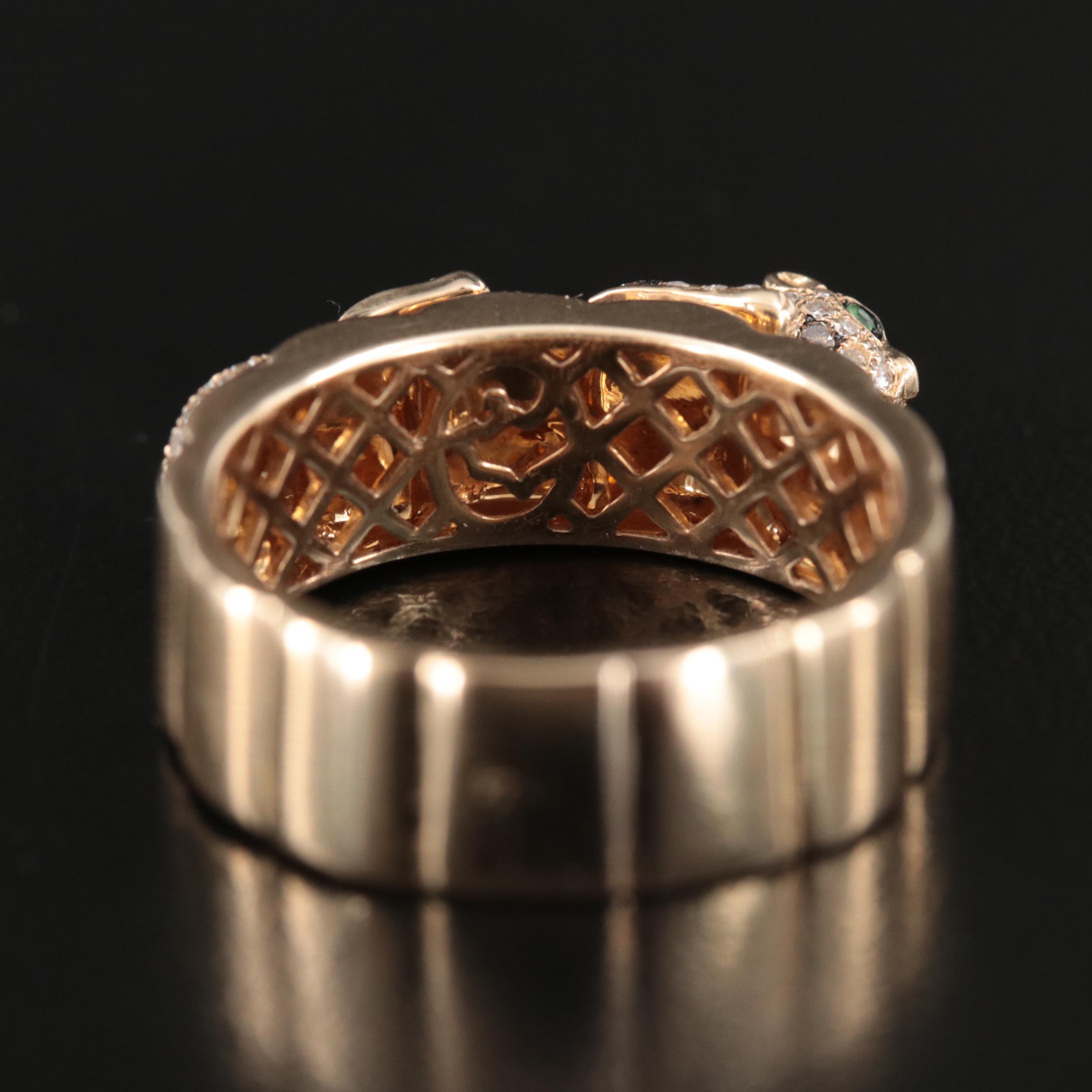 EFFY 14K Diamond and Tsavorite Panther Ring with Fancy Light Brown Diamonds