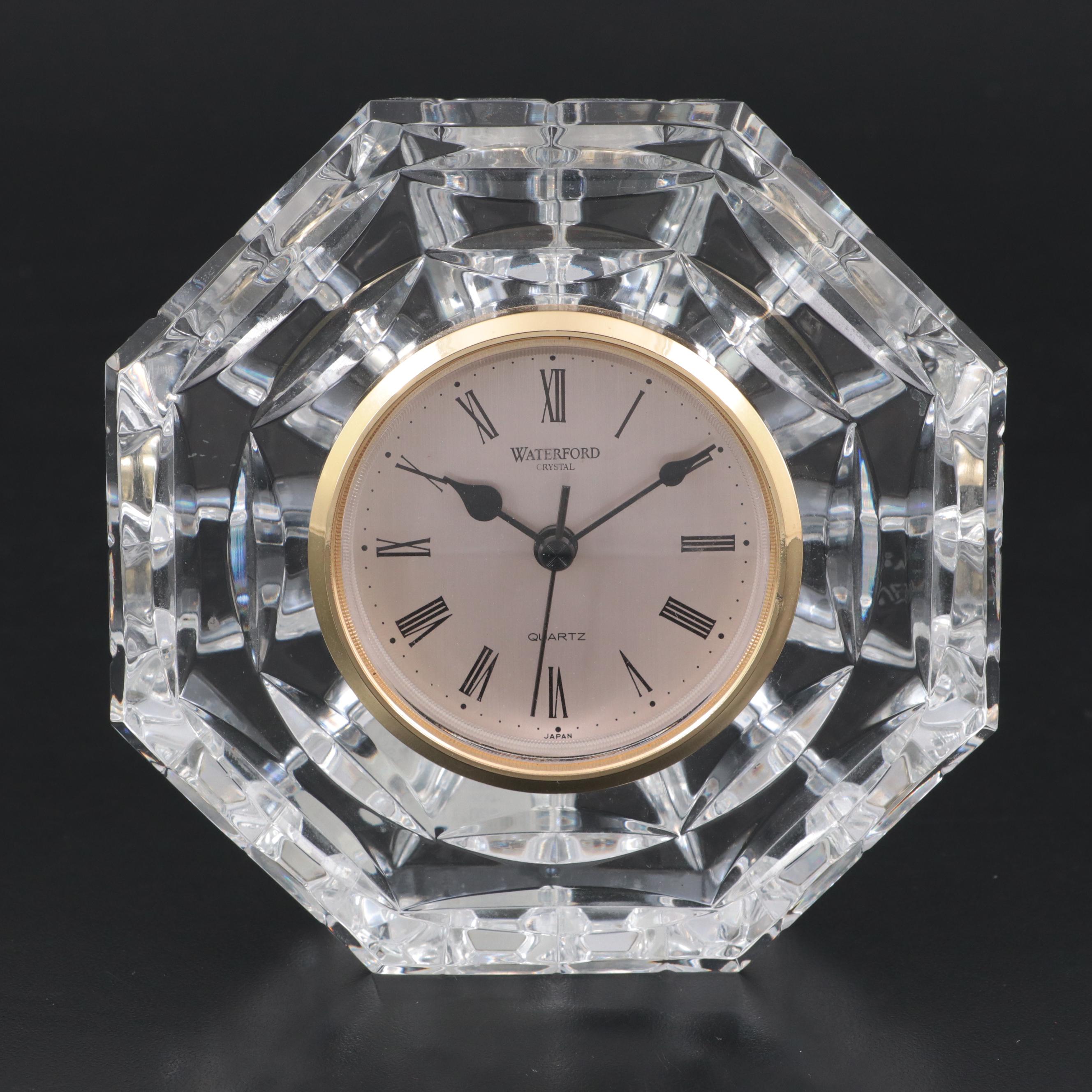 Waterford Crystal Octagonal Desk Clock, Late 20th Century