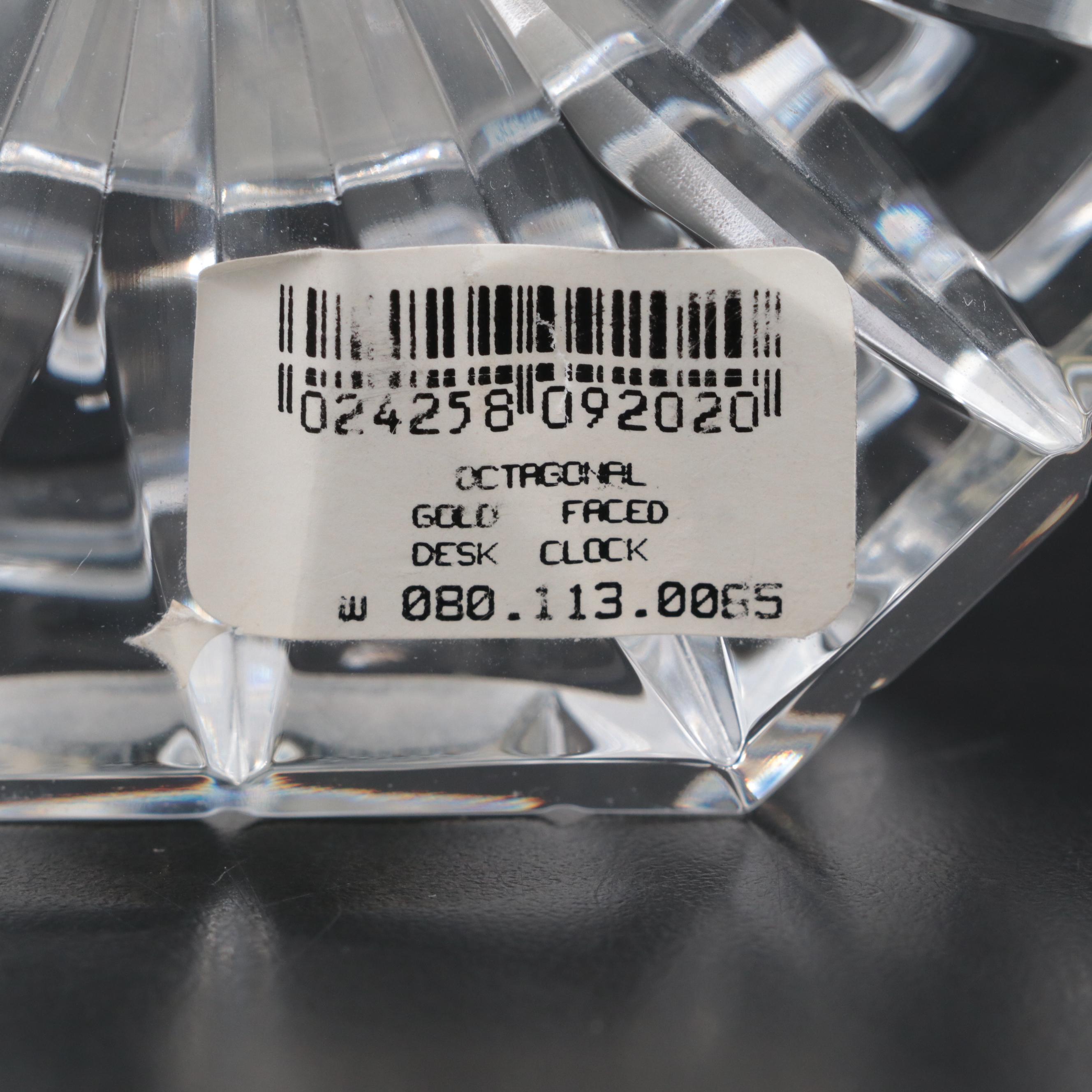 Waterford Crystal Octagonal Desk Clock, Late 20th Century