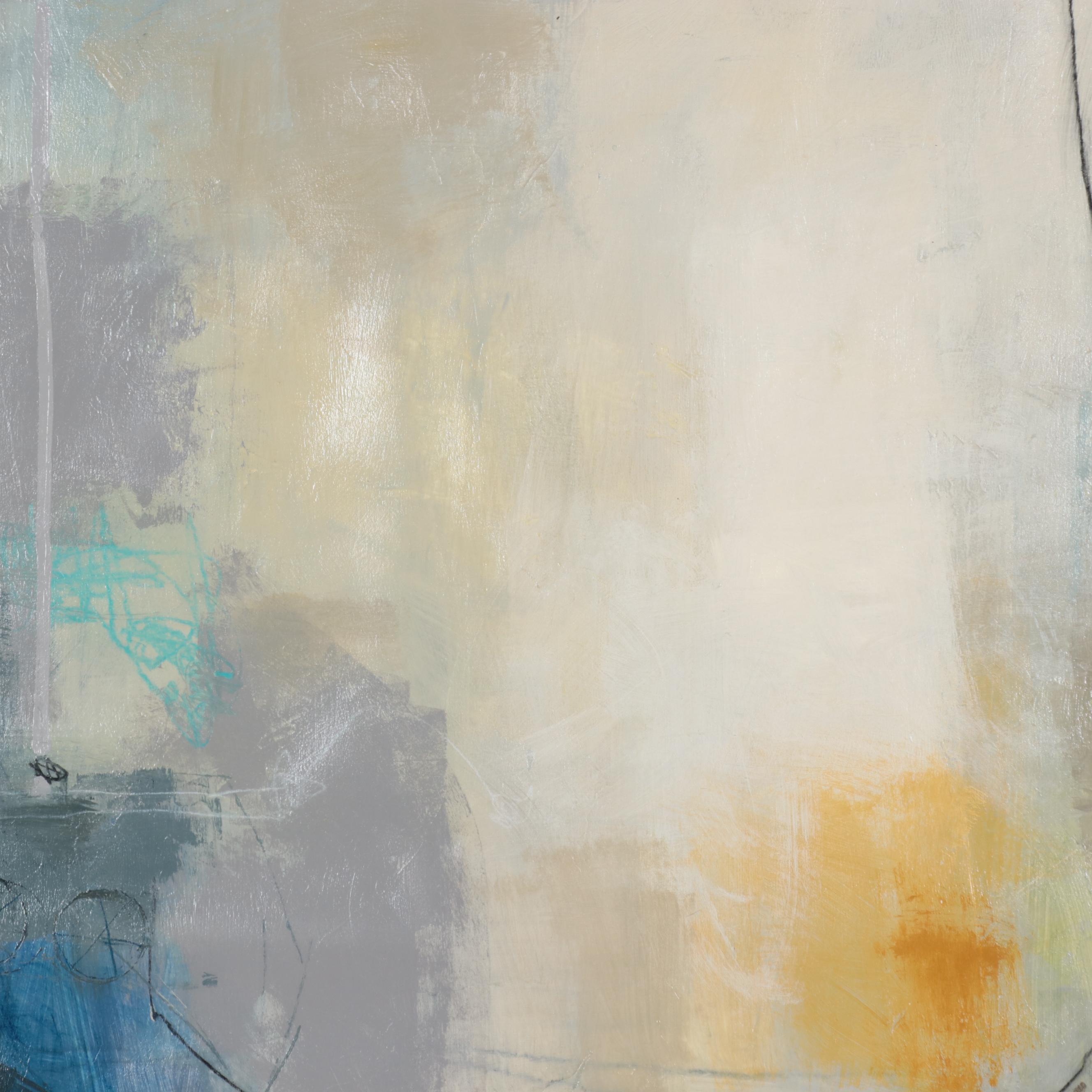 Ursula J. Brenner Abstract Mixed Media Painting on Unstretched Canvas