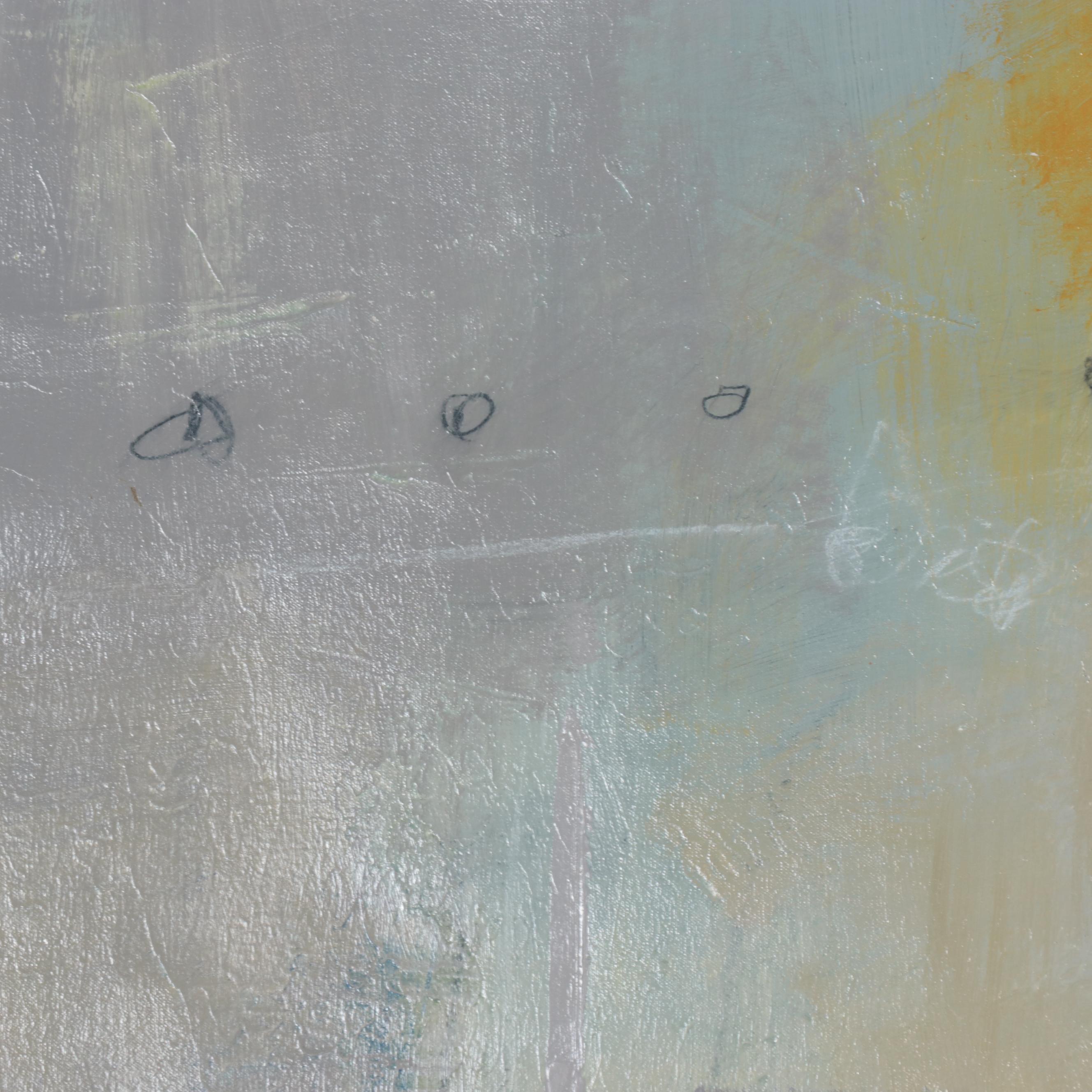 Ursula J. Brenner Abstract Mixed Media Painting on Unstretched Canvas