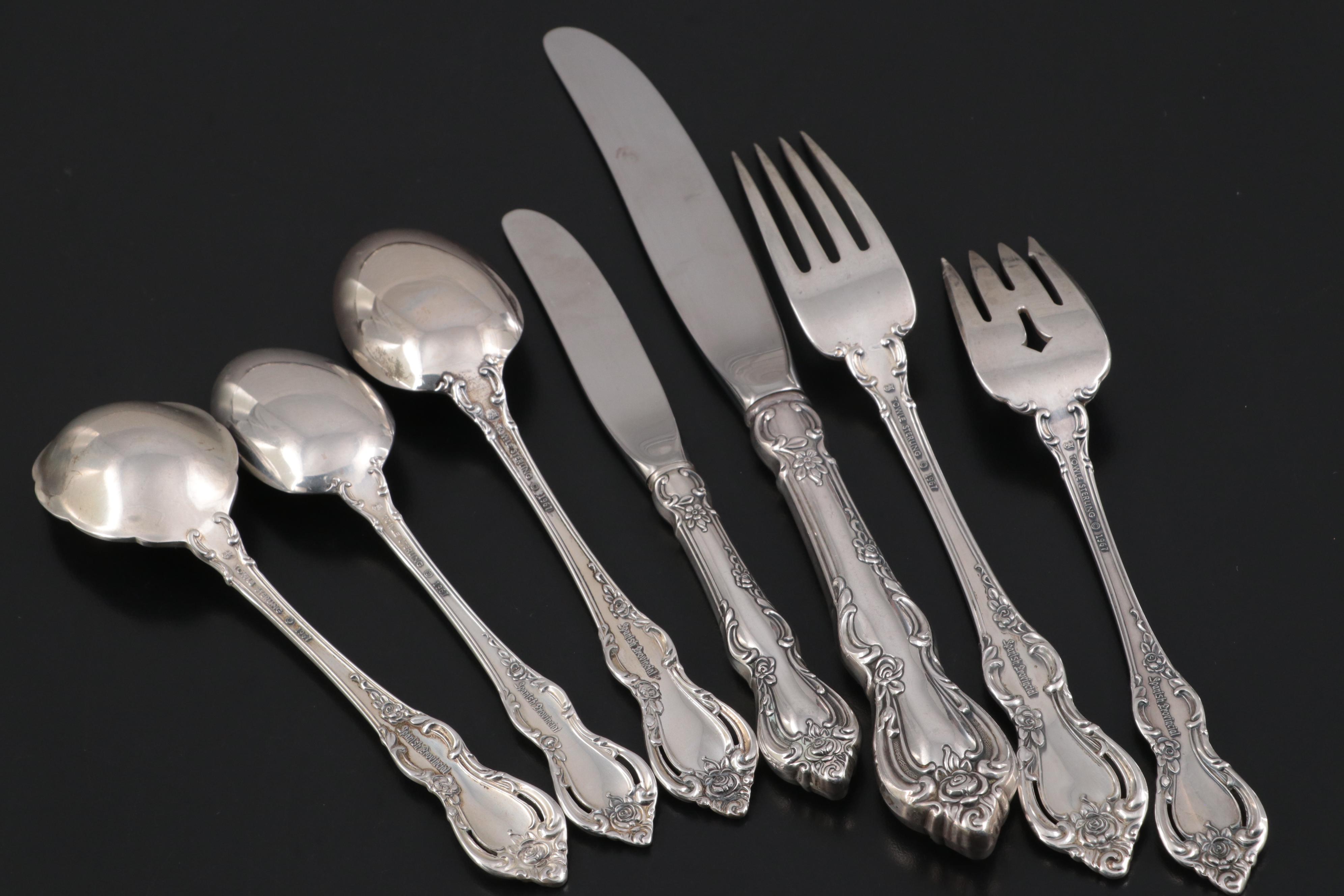 Towle "Spanish Provincial" Sterling Silver Flatware, Mid to Late 20th Century