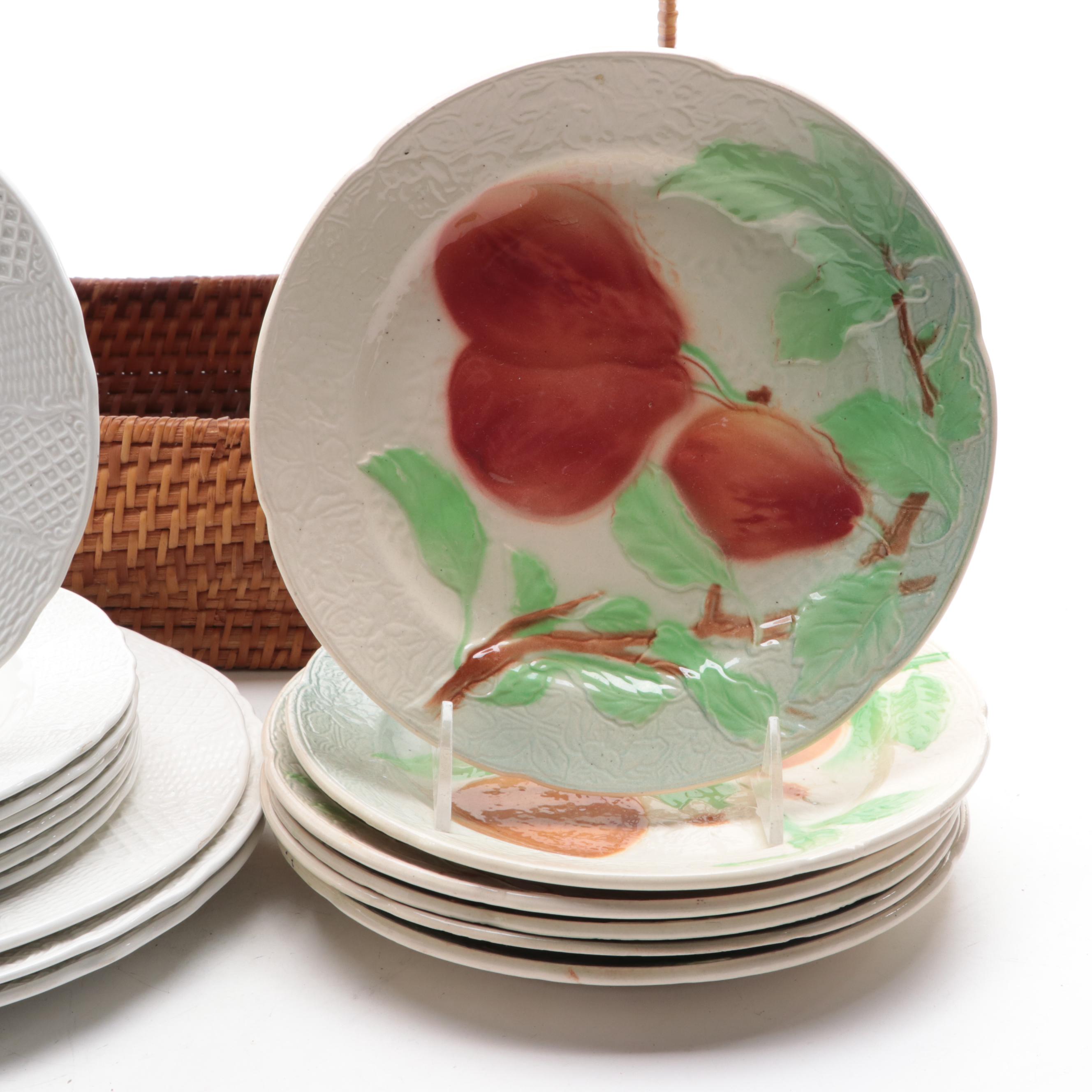 St. Clement Fruit Motif Ceramic Plates with Burleigh Ironstone Teacups and More