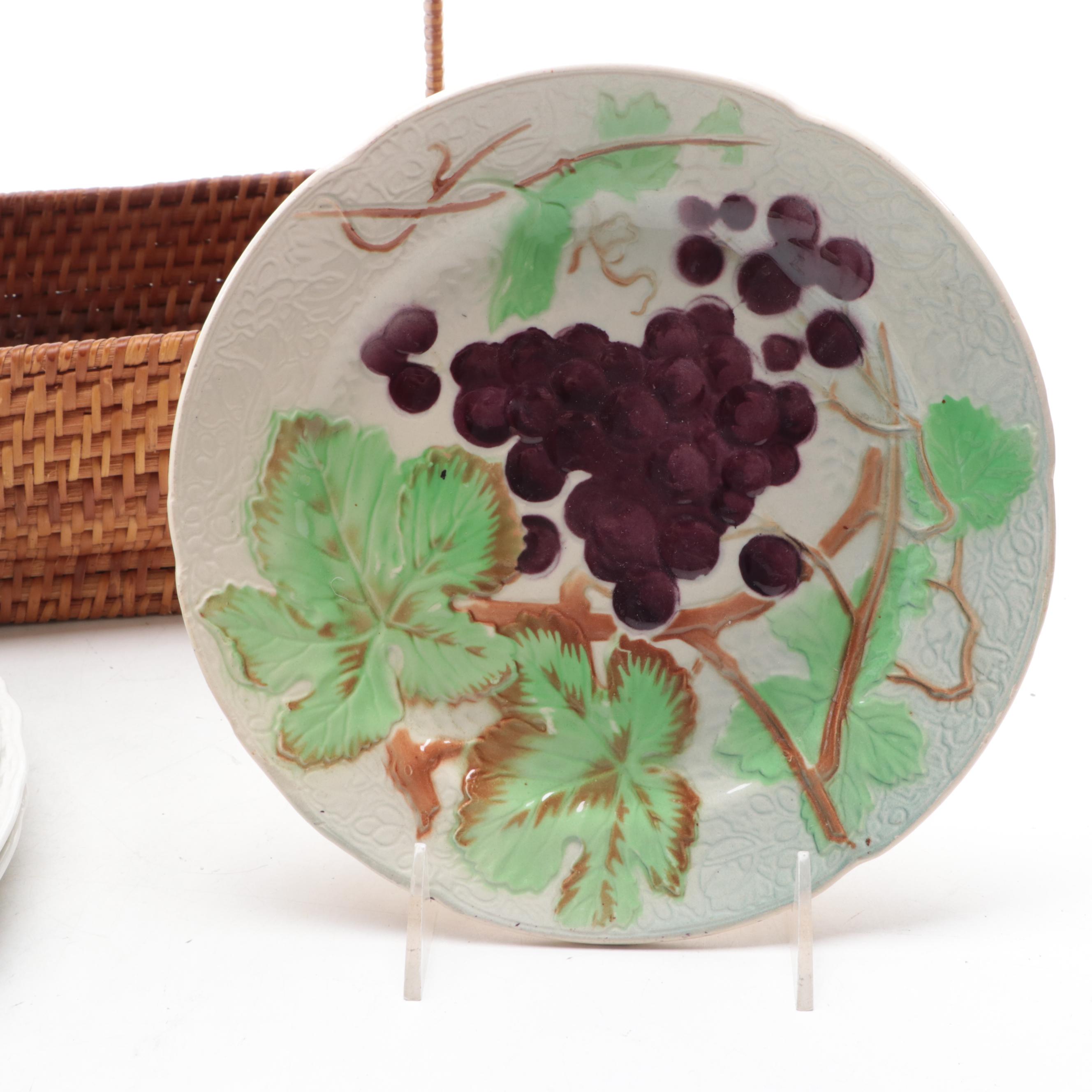 St. Clement Fruit Motif Ceramic Plates with Burleigh Ironstone Teacups and More