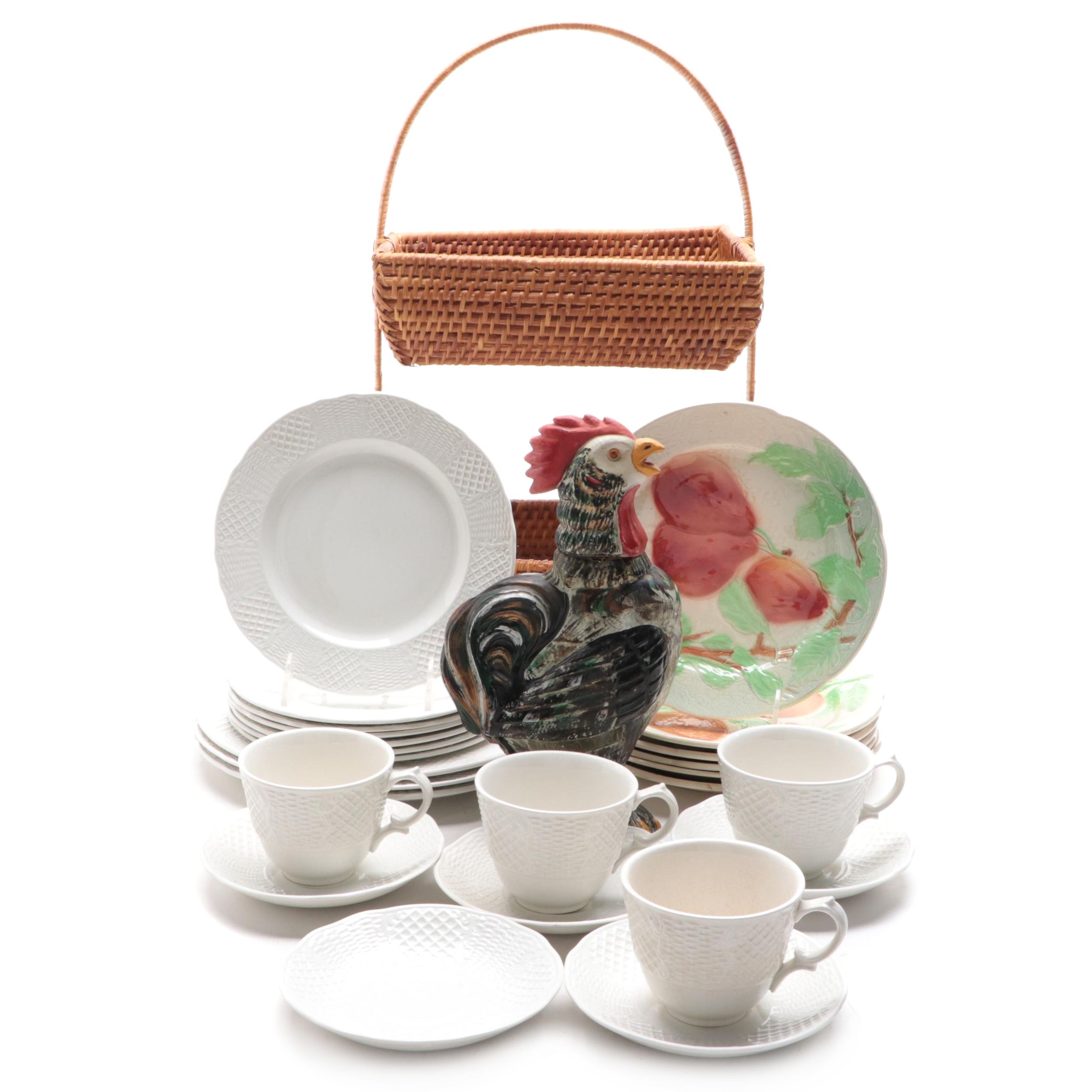 St. Clement Fruit Motif Ceramic Plates with Burleigh Ironstone Teacups and More