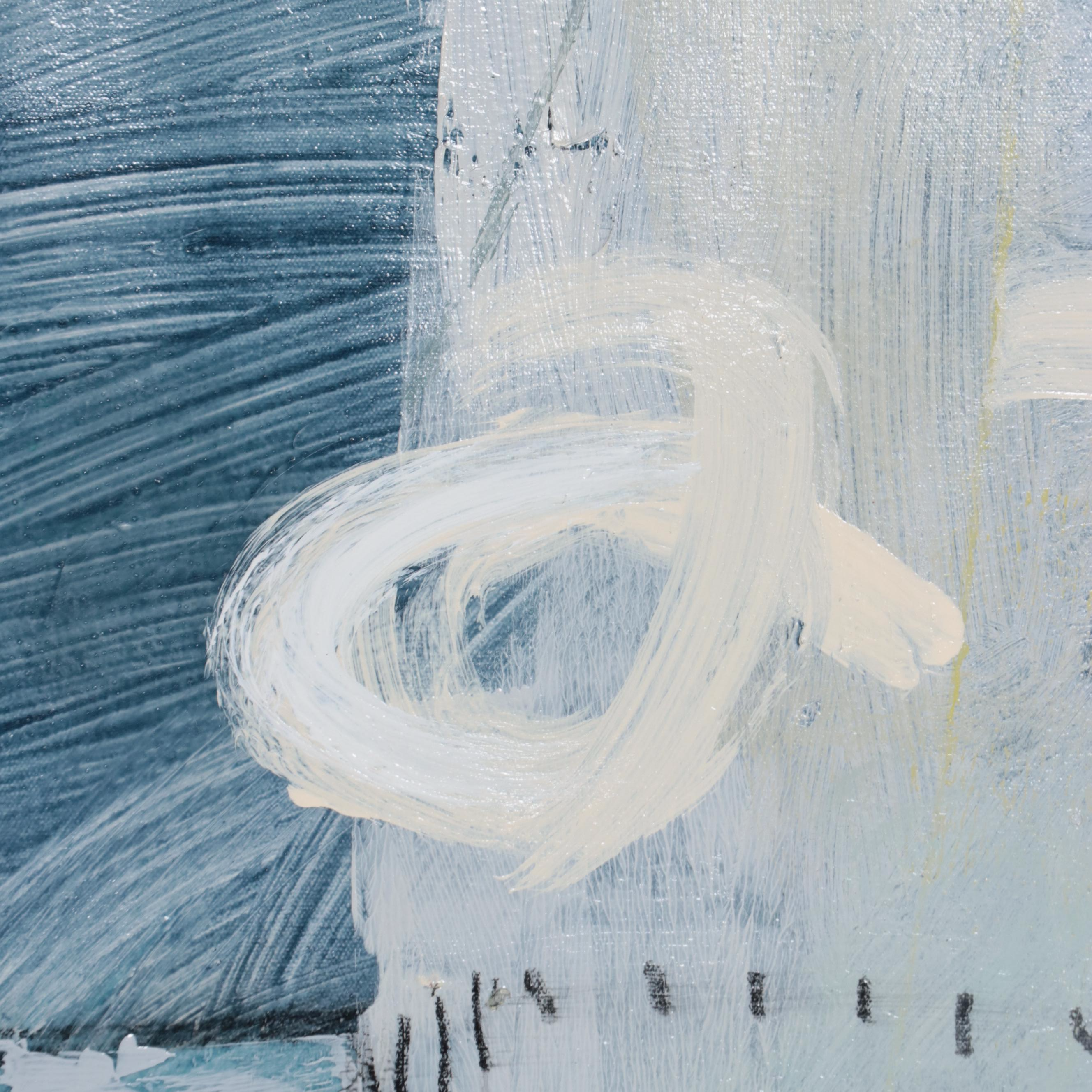 Ursula J. Brenner Abstract Mixed Media Painting on Unstretched Canvas