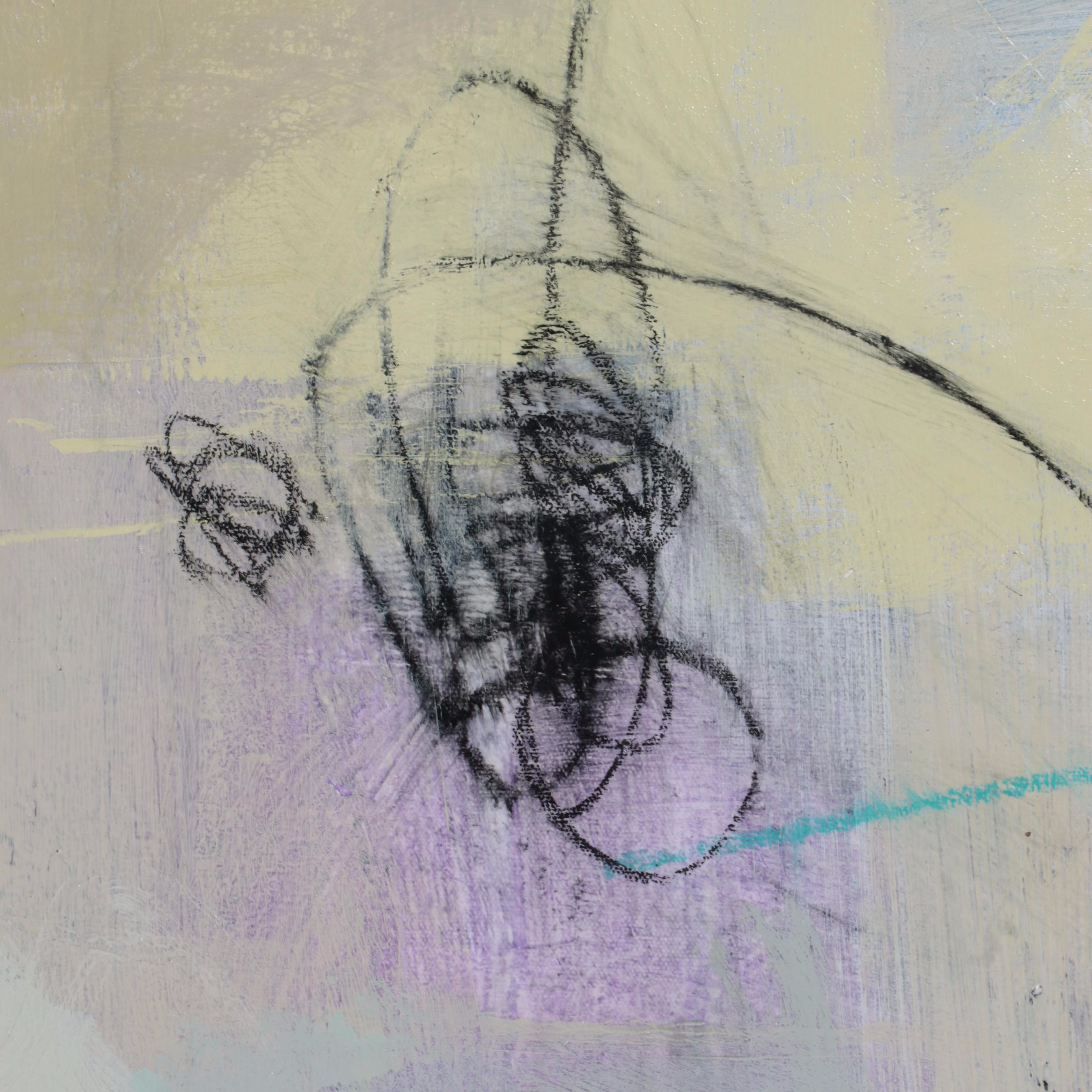 Ursula J. Brenner Abstract Mixed Media Painting on Unstretched Canvas