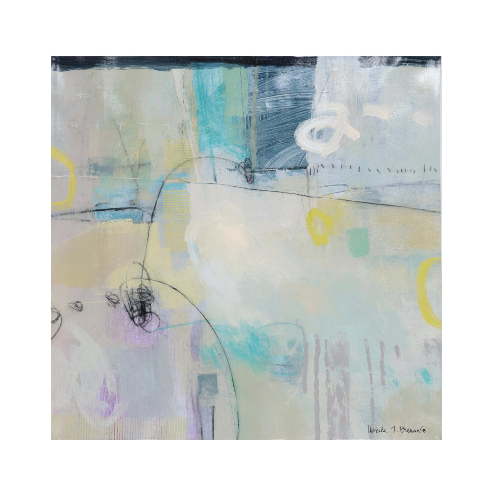 Ursula J. Brenner Abstract Mixed Media Painting on Unstretched Canvas