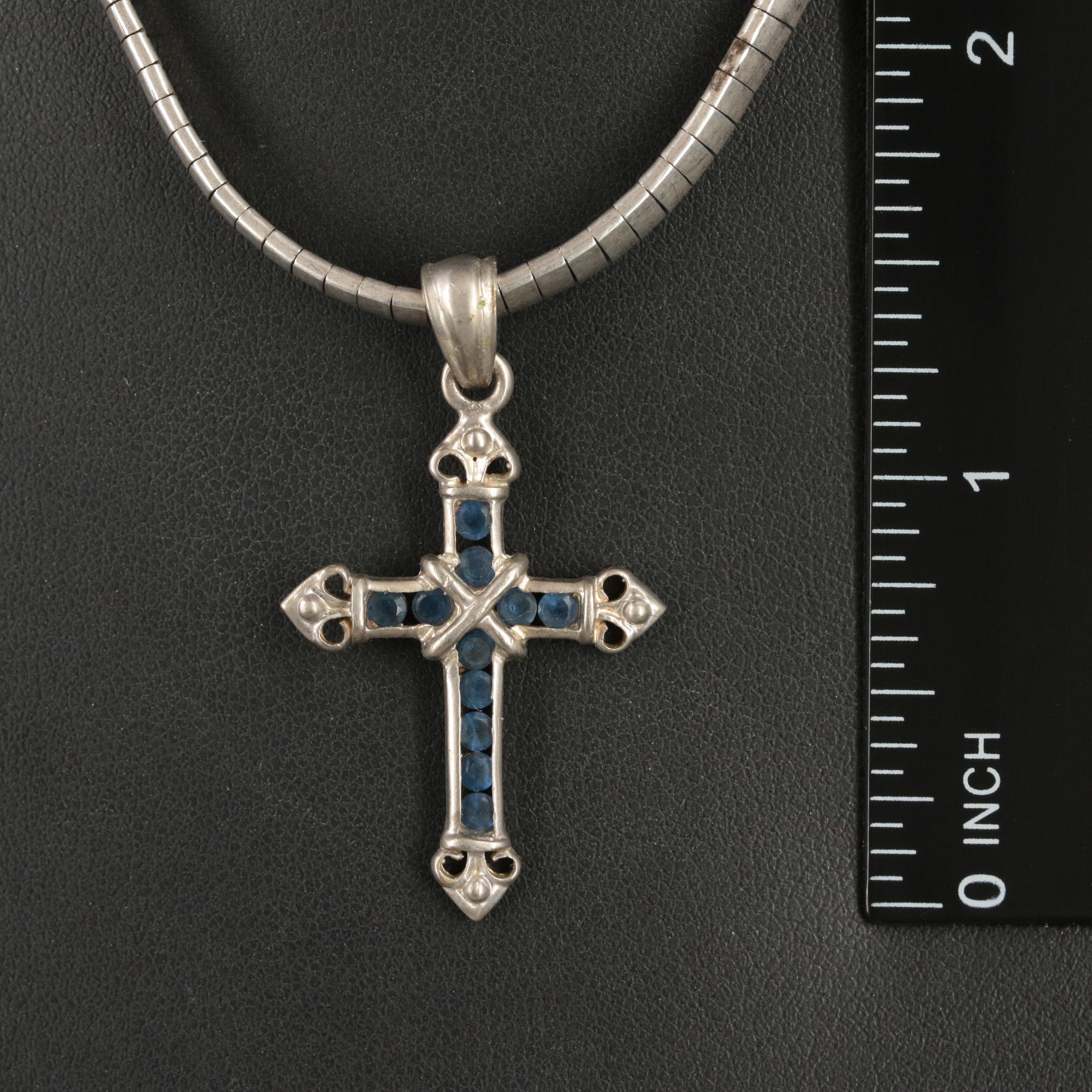 Sterling Glass Cross Necklace