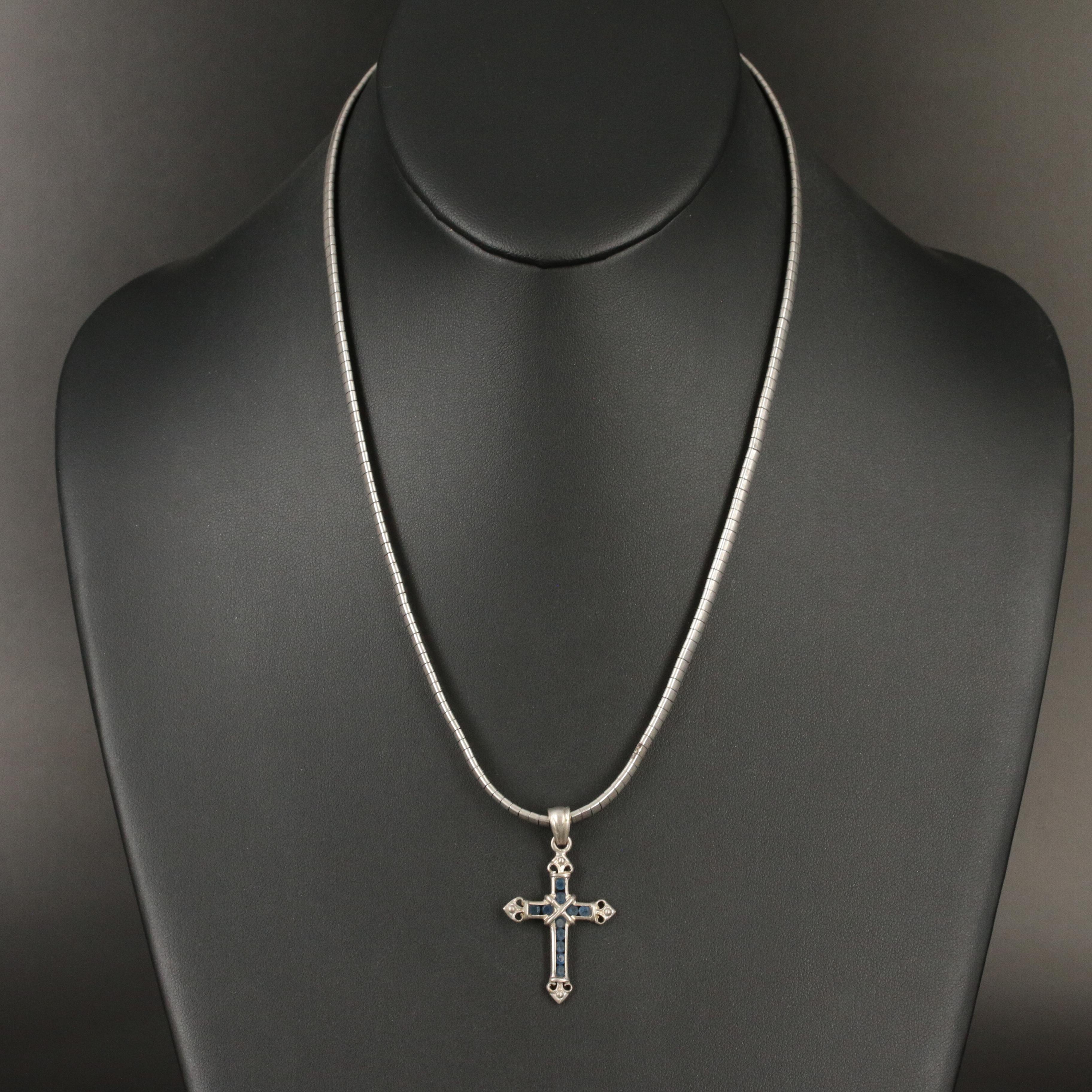 Sterling Glass Cross Necklace