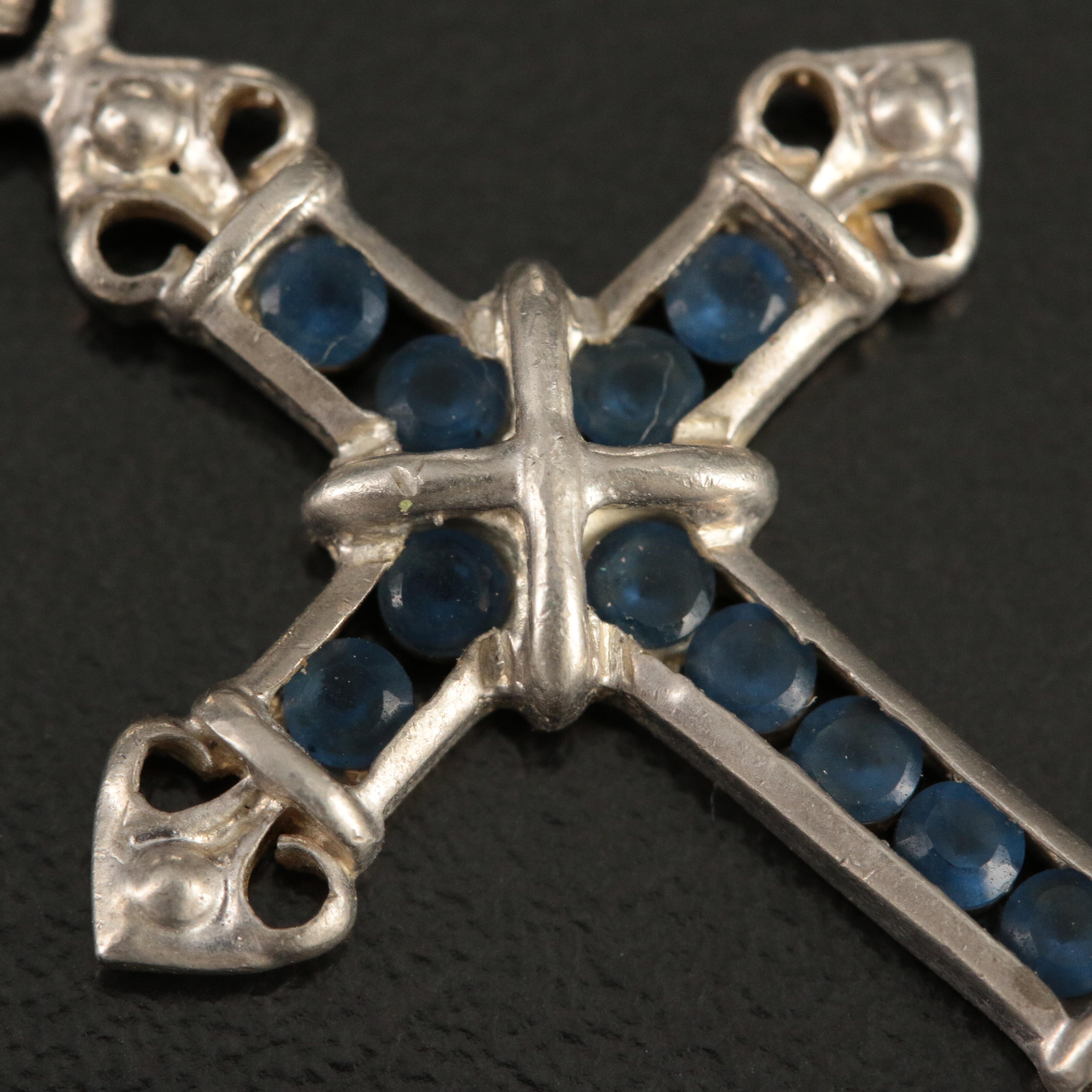 Sterling Glass Cross Necklace