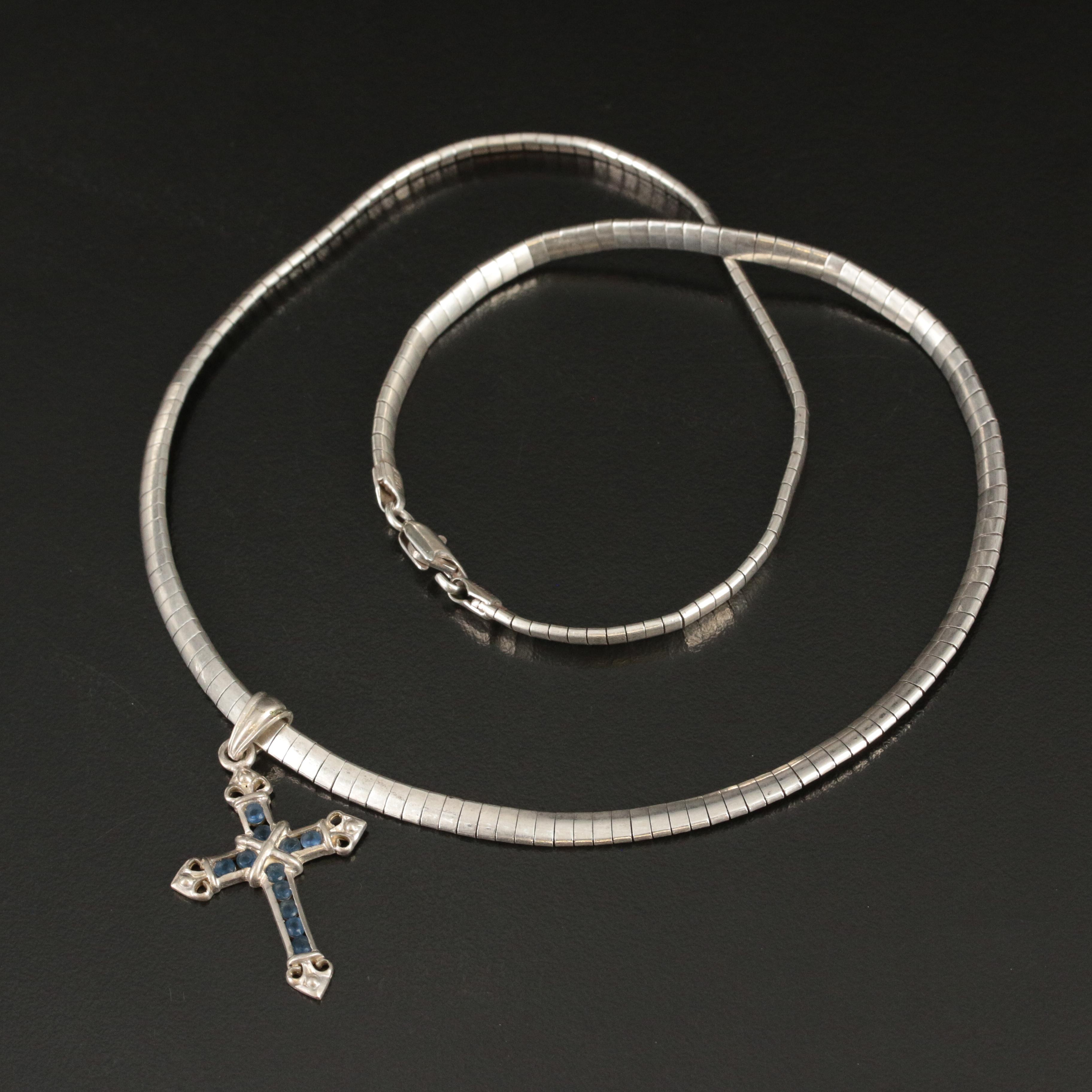 Sterling Glass Cross Necklace