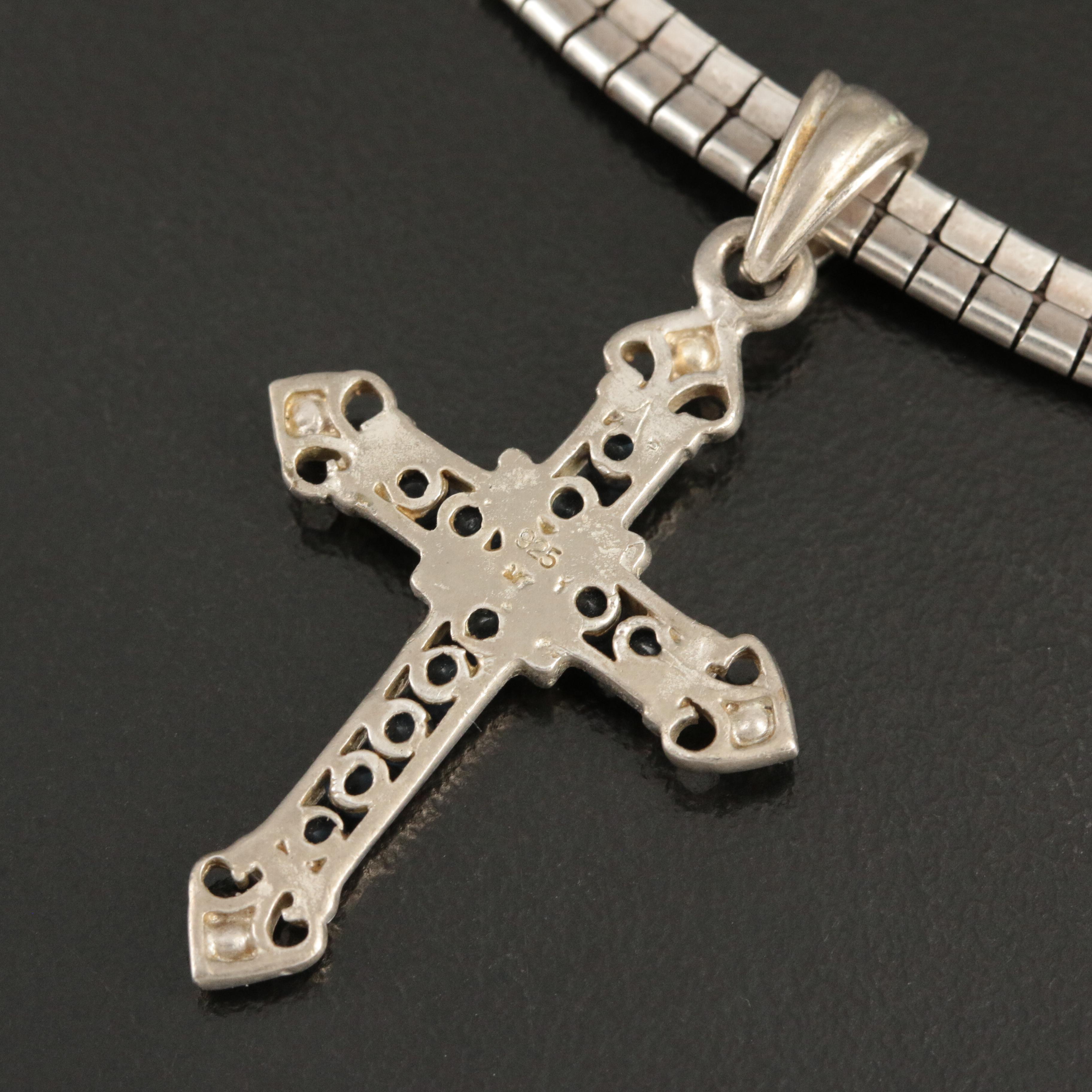 Sterling Glass Cross Necklace