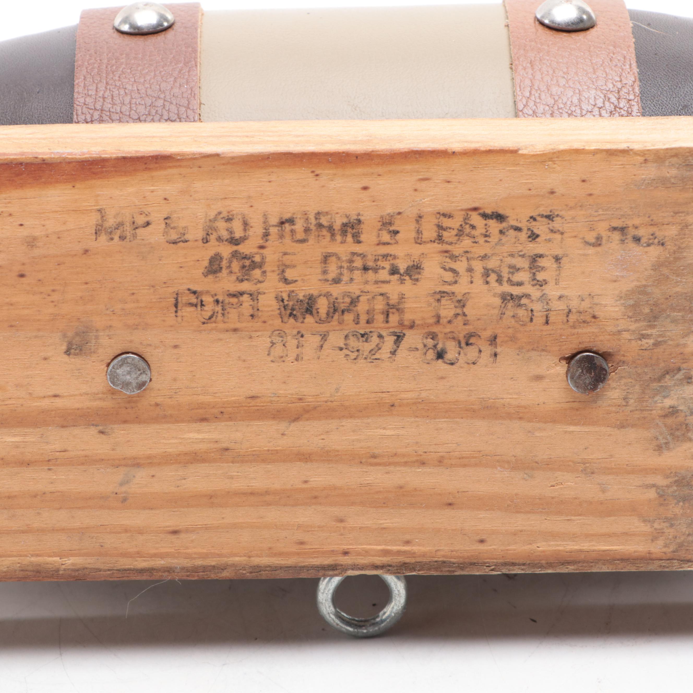 Taxidermy Mounted Steer Horns with Leather Wrap