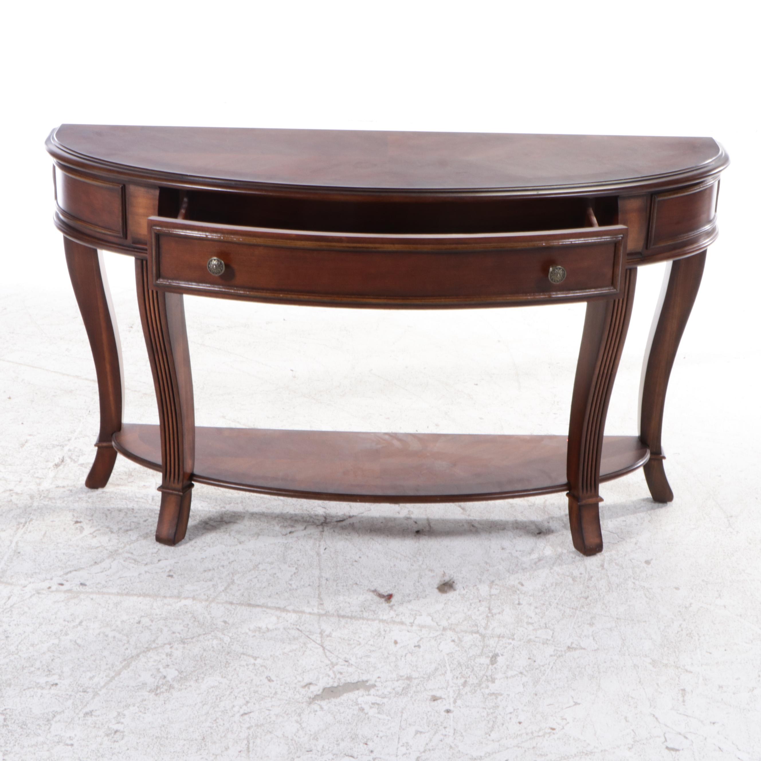 Hooker Furniture "Brookhaven" Cherrywood-Veneered Demilune Console Table