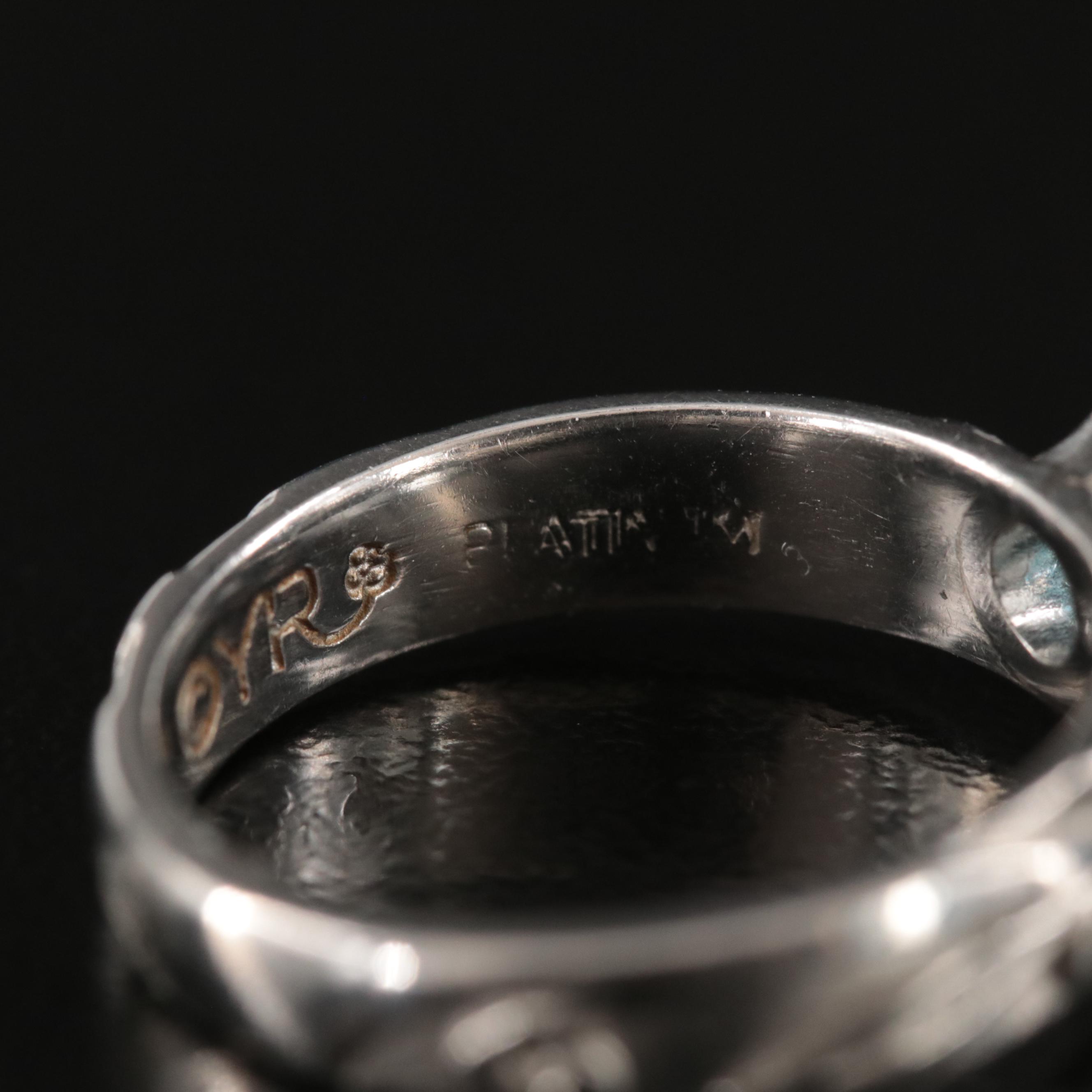 Platinum 1.01 CT Fancy Dark Blue Diamond Ring