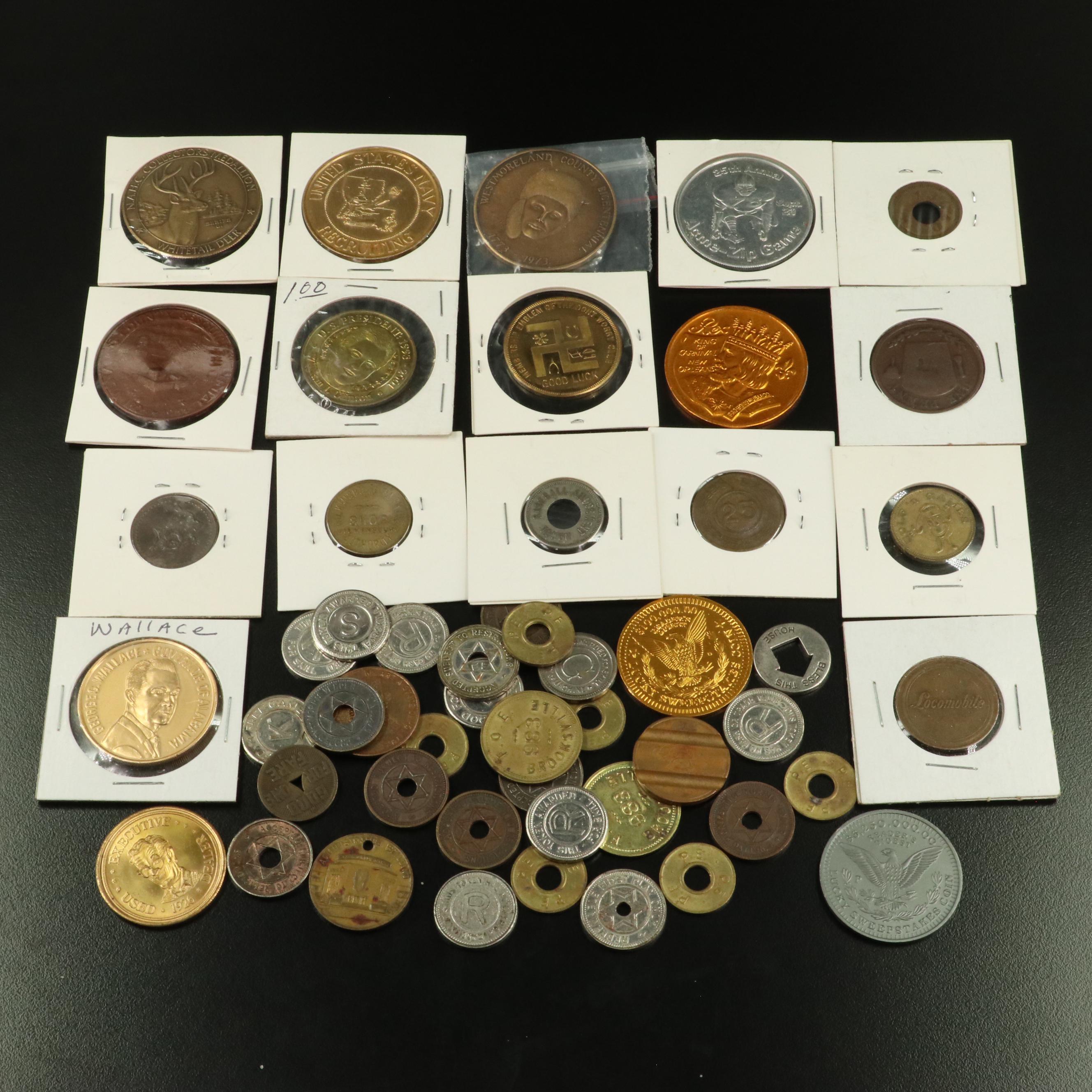 Collection of More Than Fifty Tokens and Medals