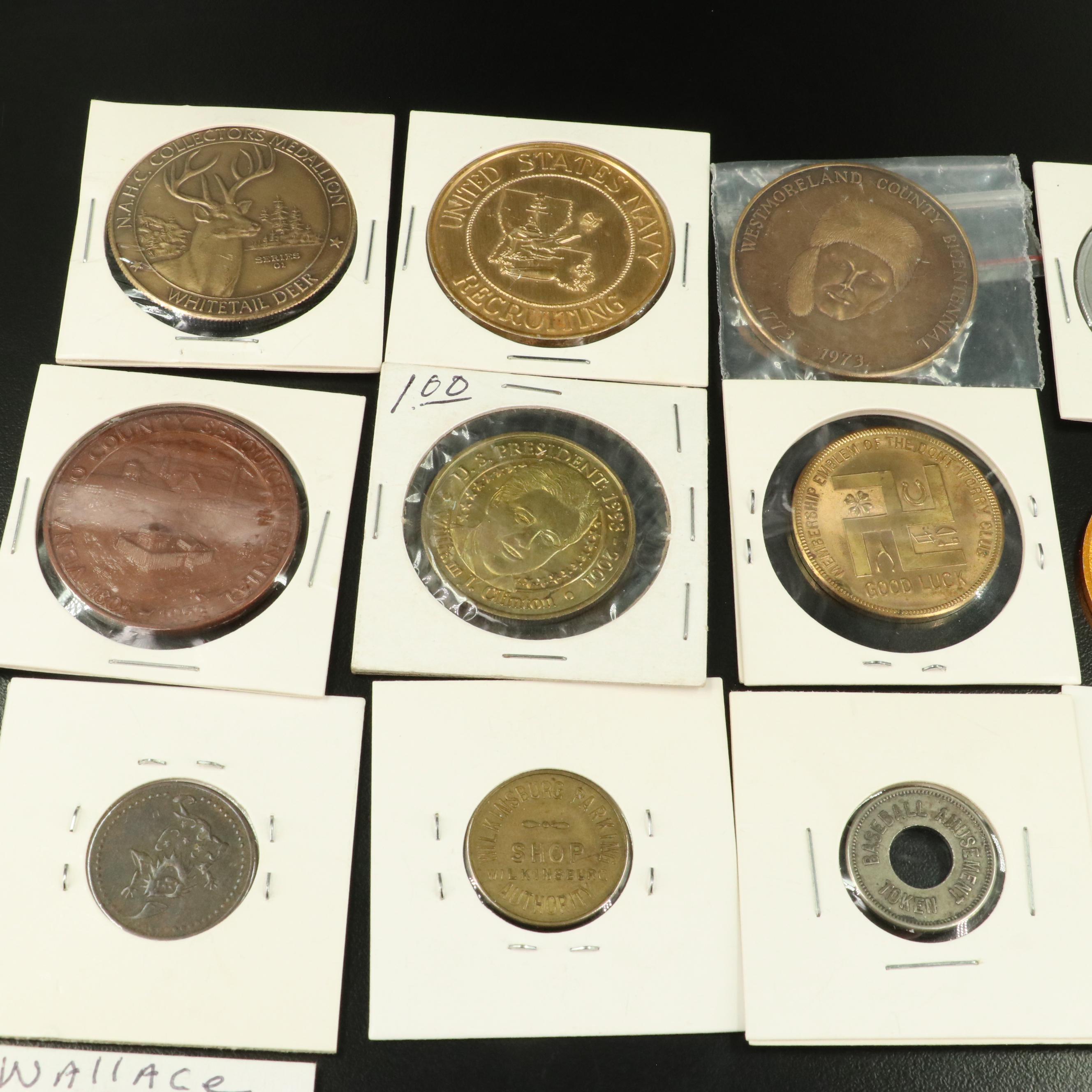 Collection of More Than Fifty Tokens and Medals