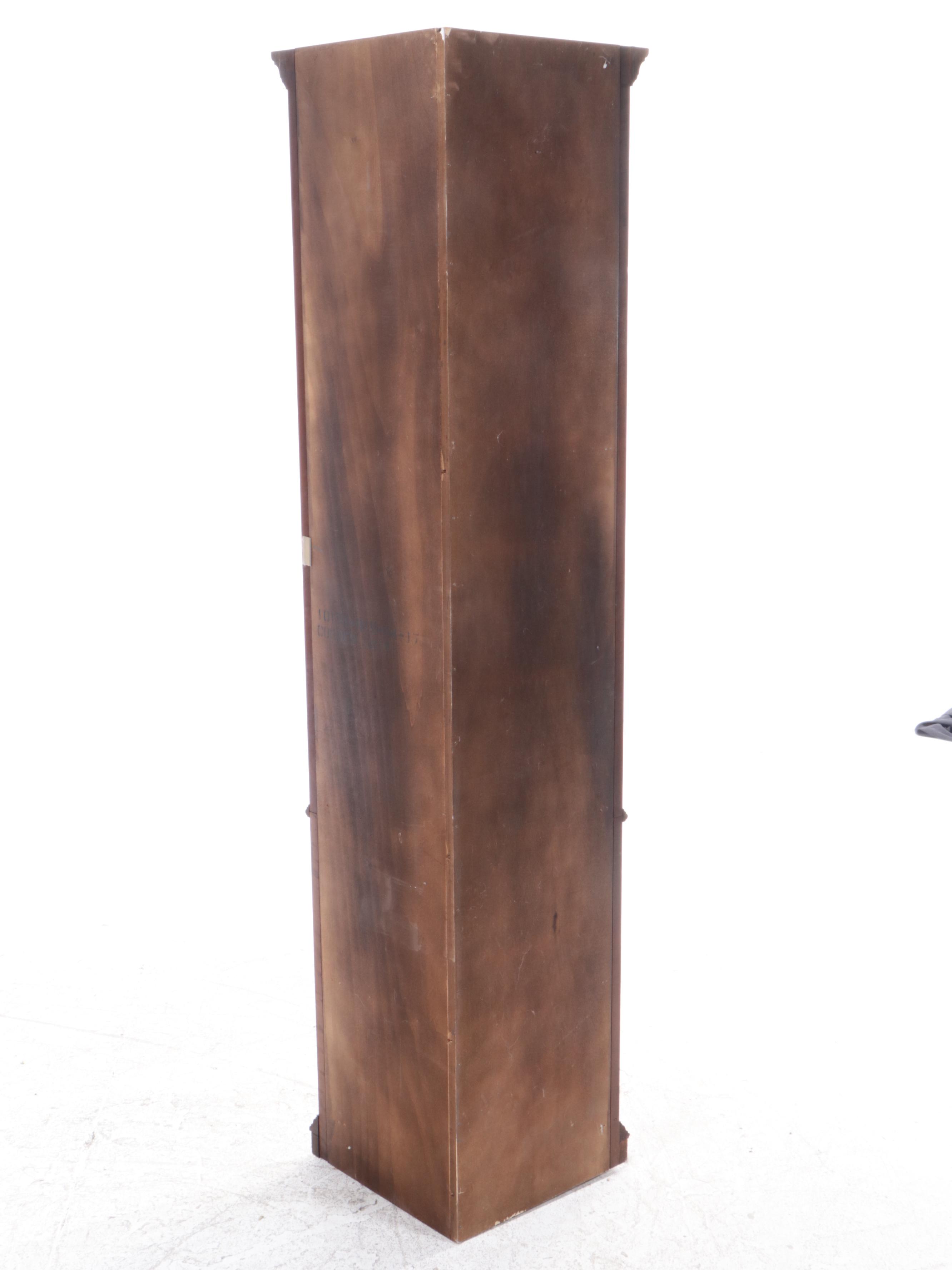 Walnut Finished Corner Bookcase with Scalloped Bonnet