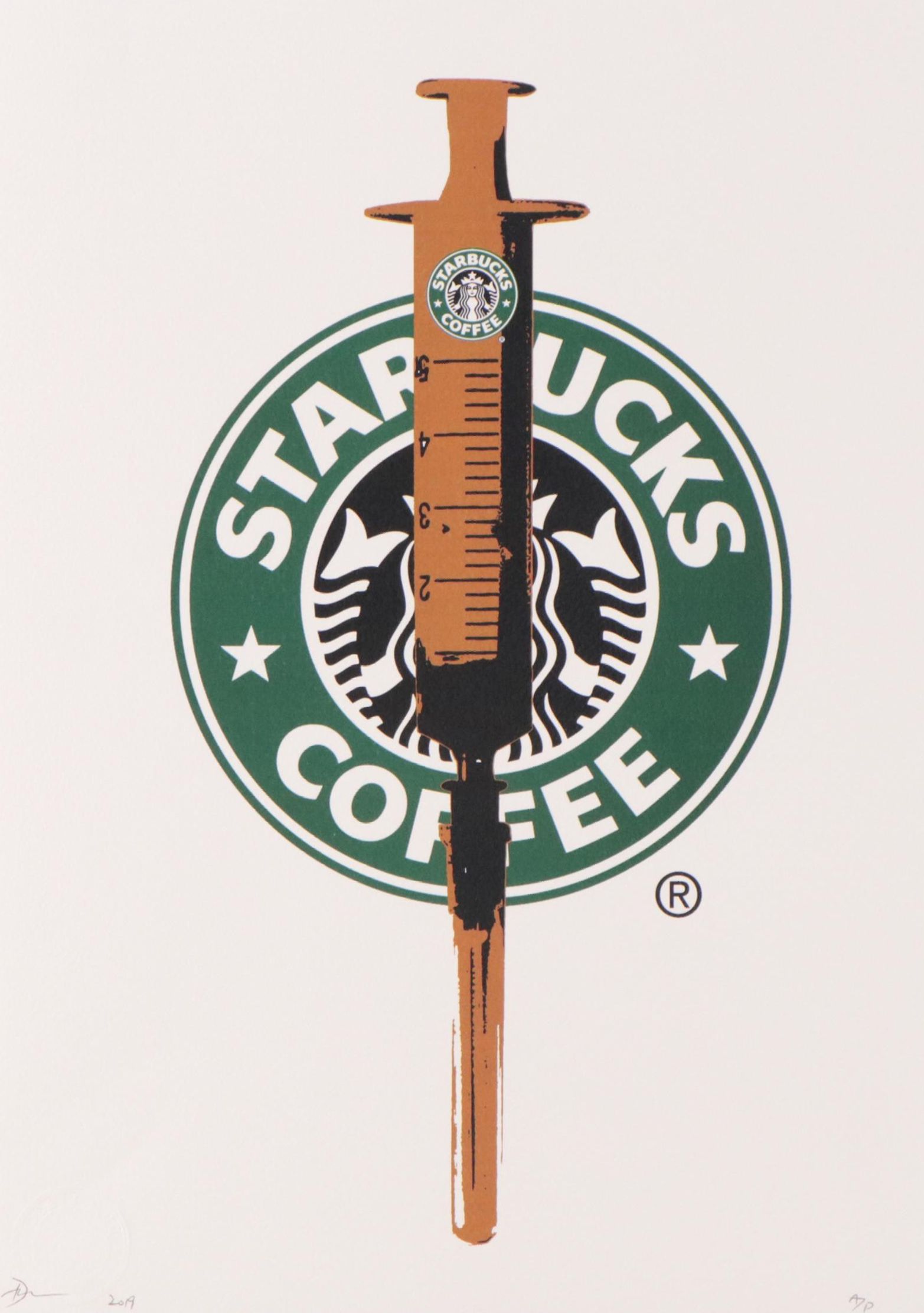 Death NYC Pop Art Offset Lithograph of Starbucks Coffee Syringe, 2019
