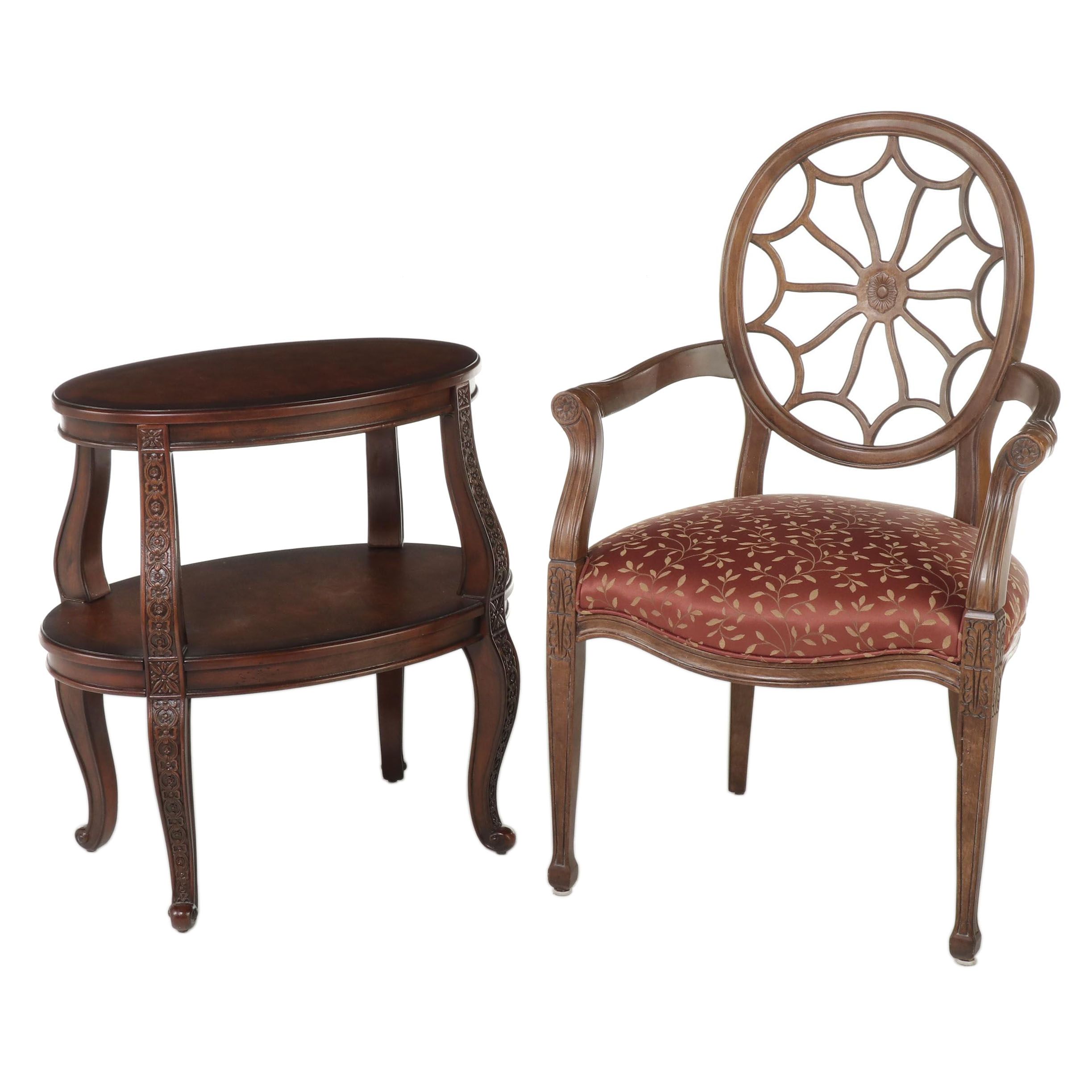 George III Style Armchair Plus French Provincial Style Table, Incl. Fairfield