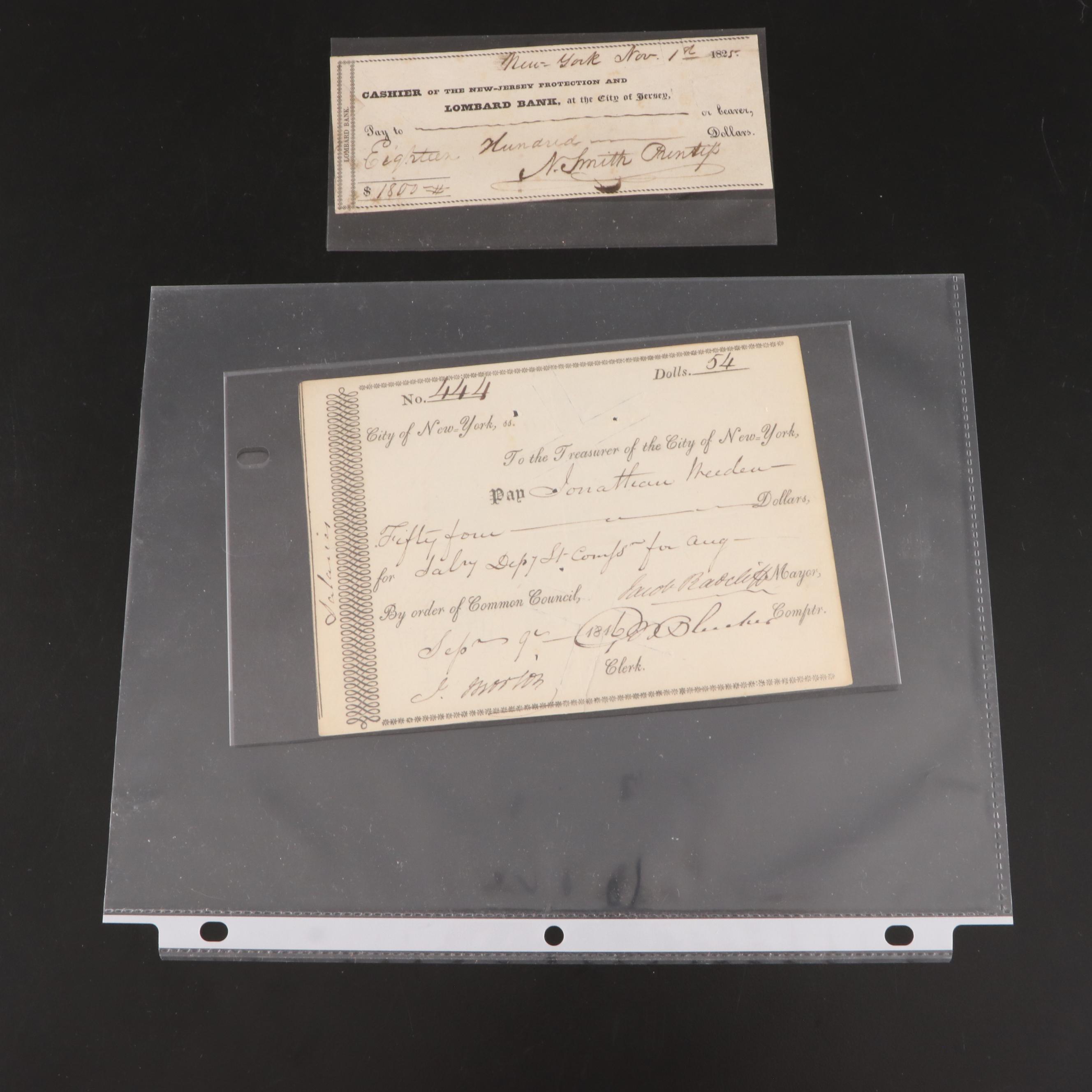 Colonial America with Other Bank Checks, Invoices, Waybill and More Documents