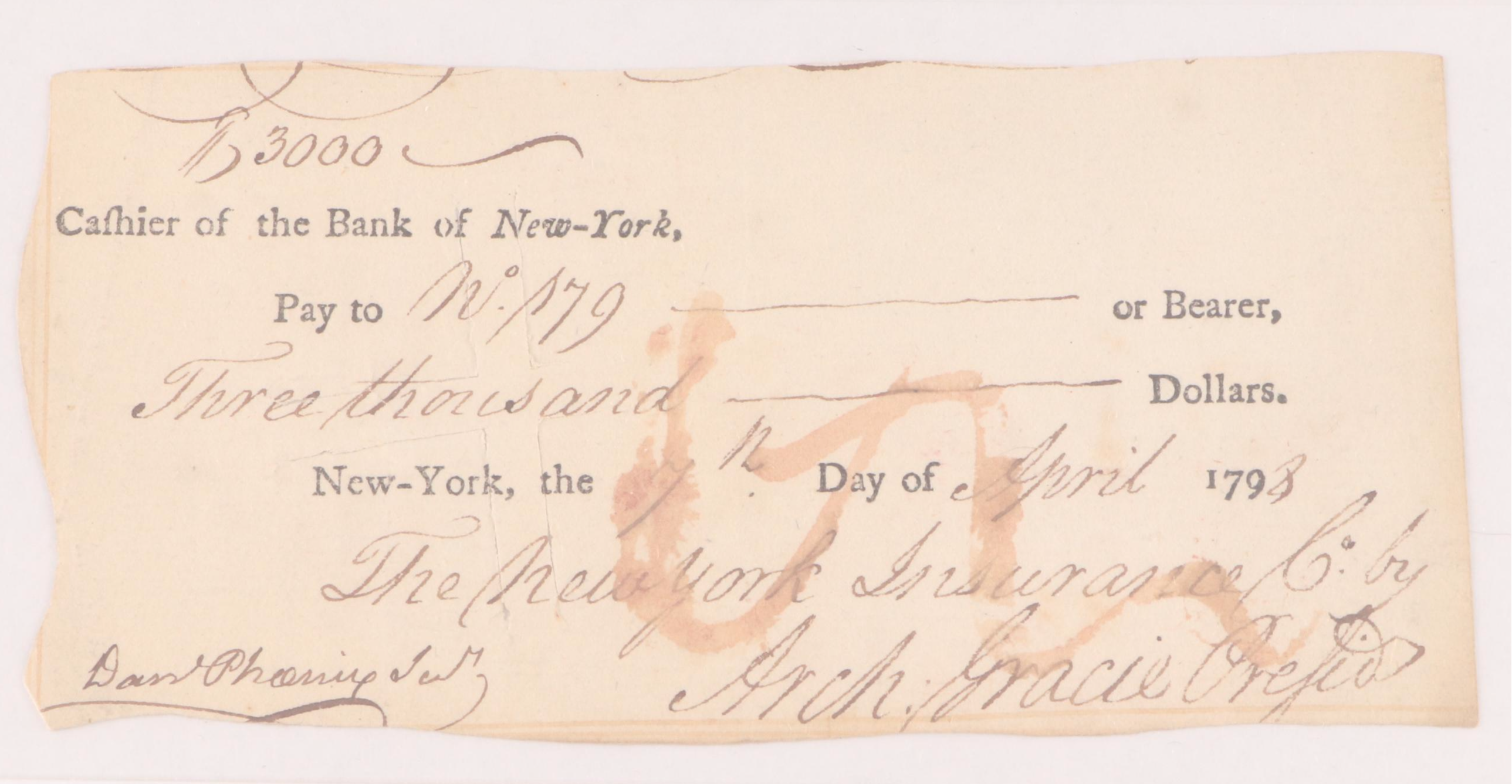 Colonial America with Other Bank Checks, Invoices, Waybill and More Documents