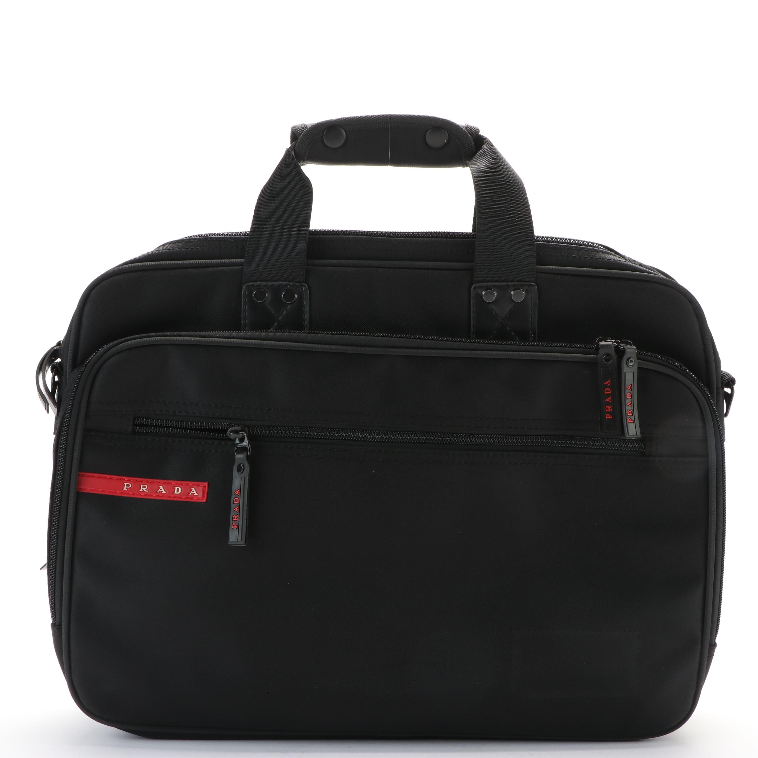 Prada Black Nylon Laptop Brief Case