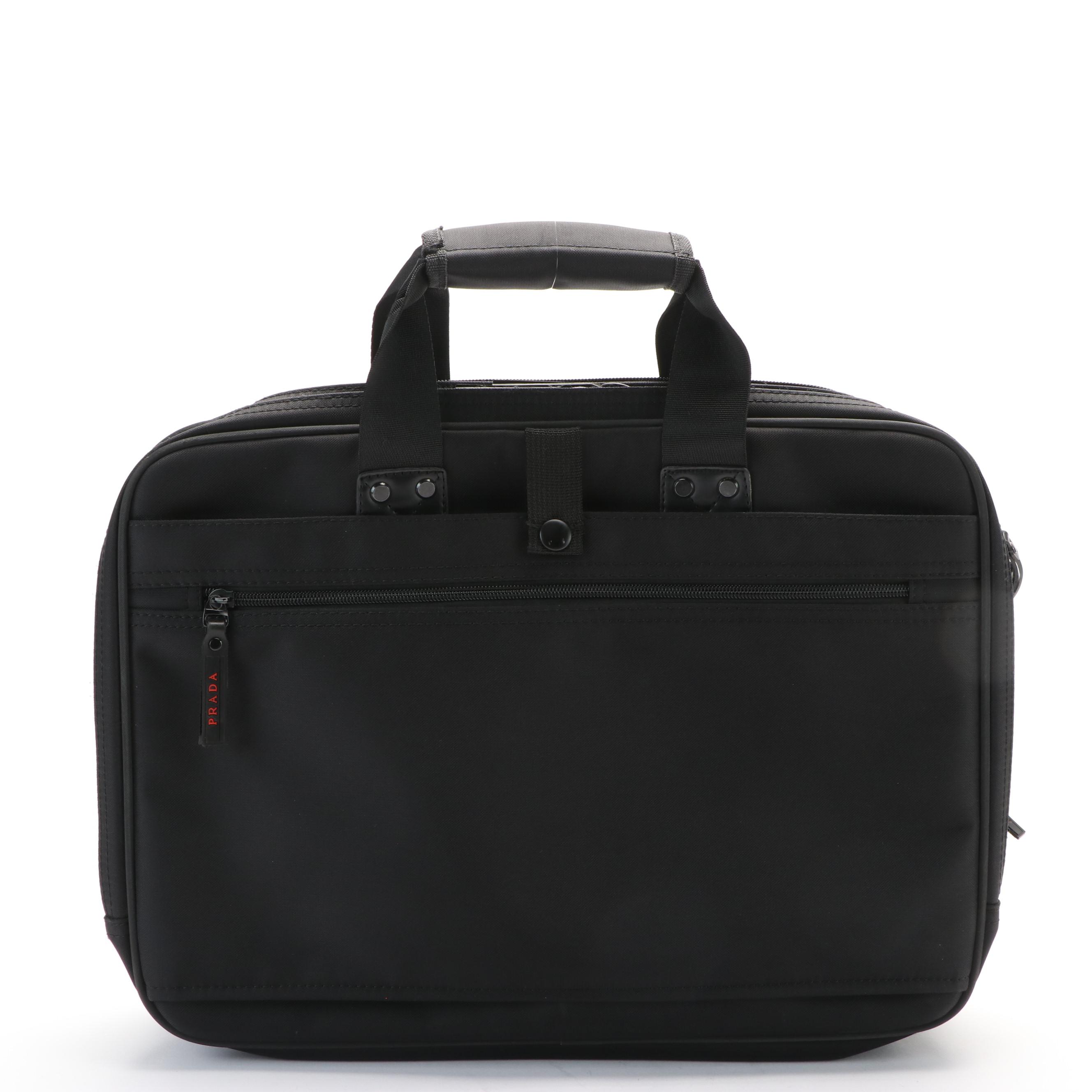 Prada Black Nylon Laptop Brief Case