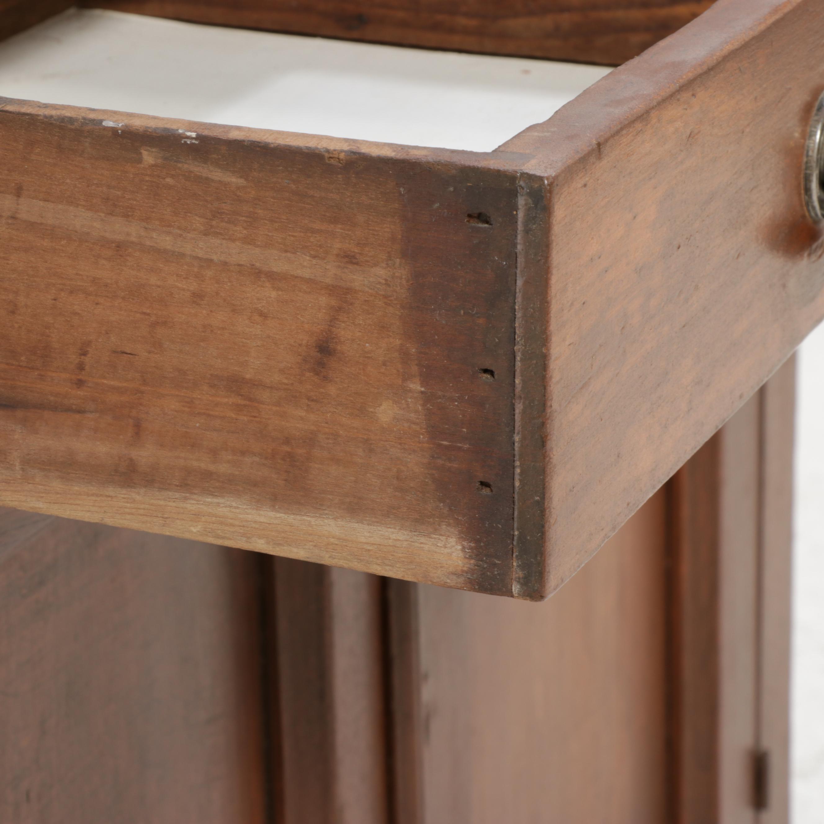 Primitive Walnut Linen Cabinet, Late 19th Century