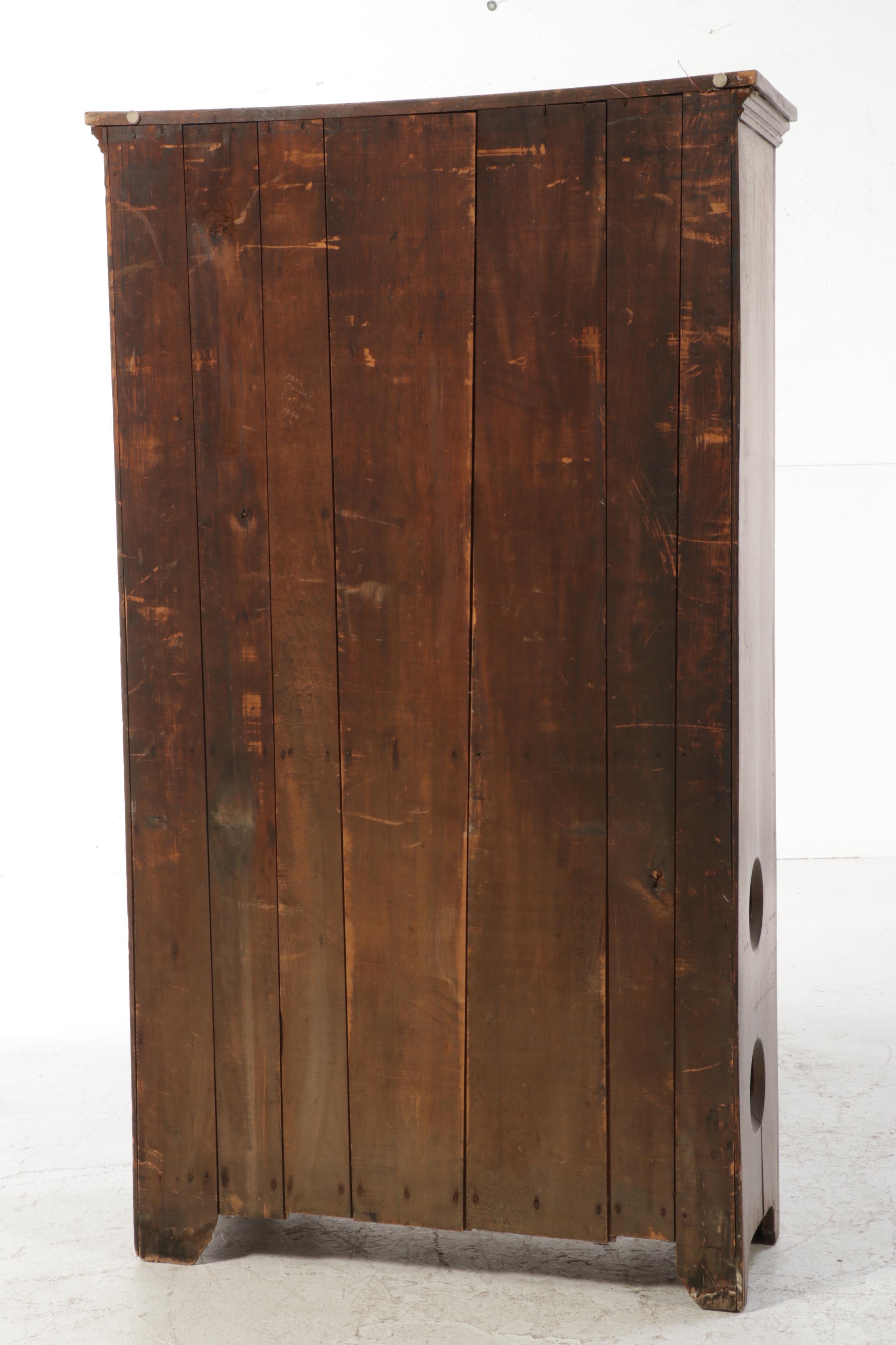 Primitive Walnut Linen Cabinet, Late 19th Century