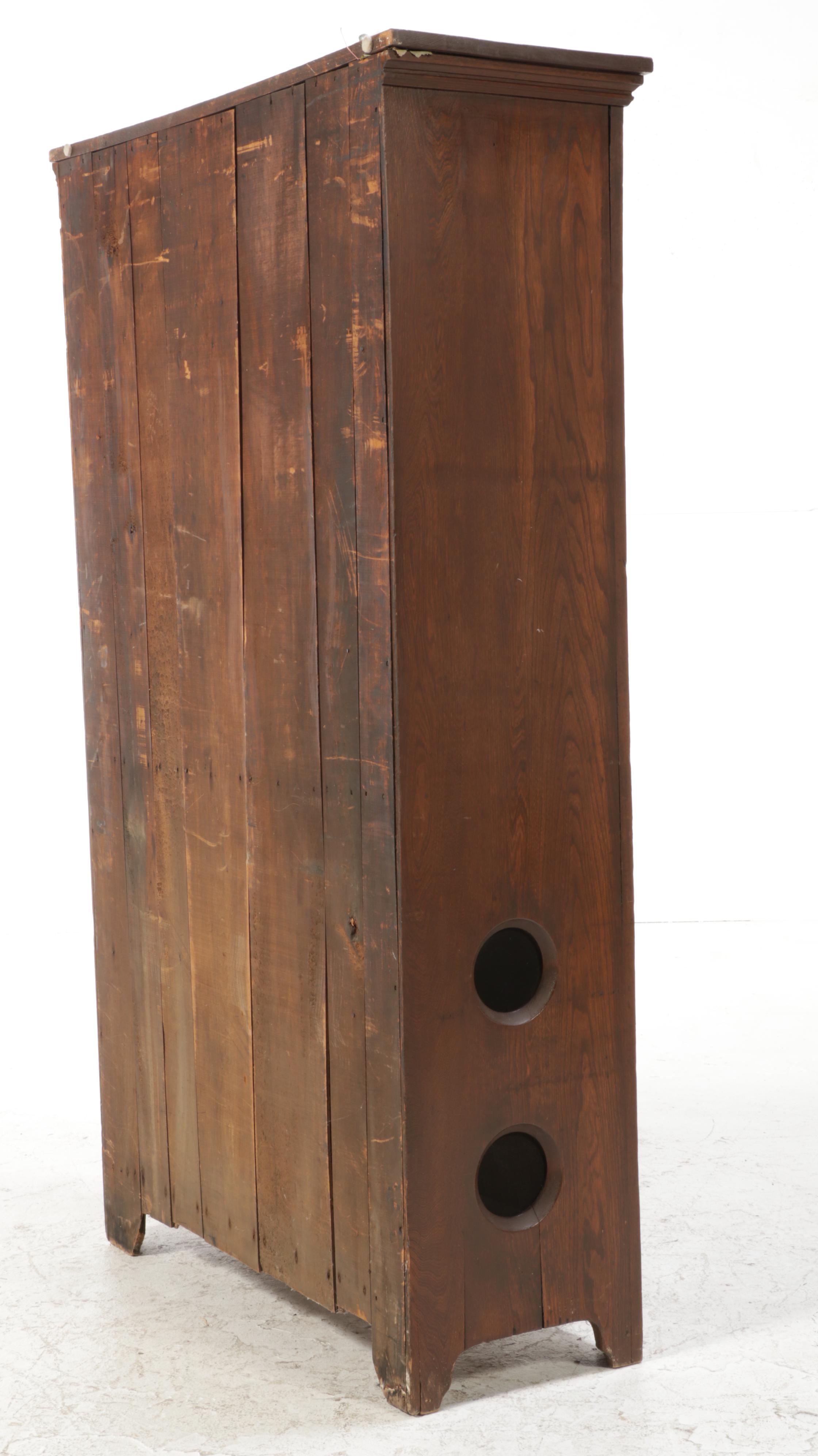 Primitive Walnut Linen Cabinet, Late 19th Century