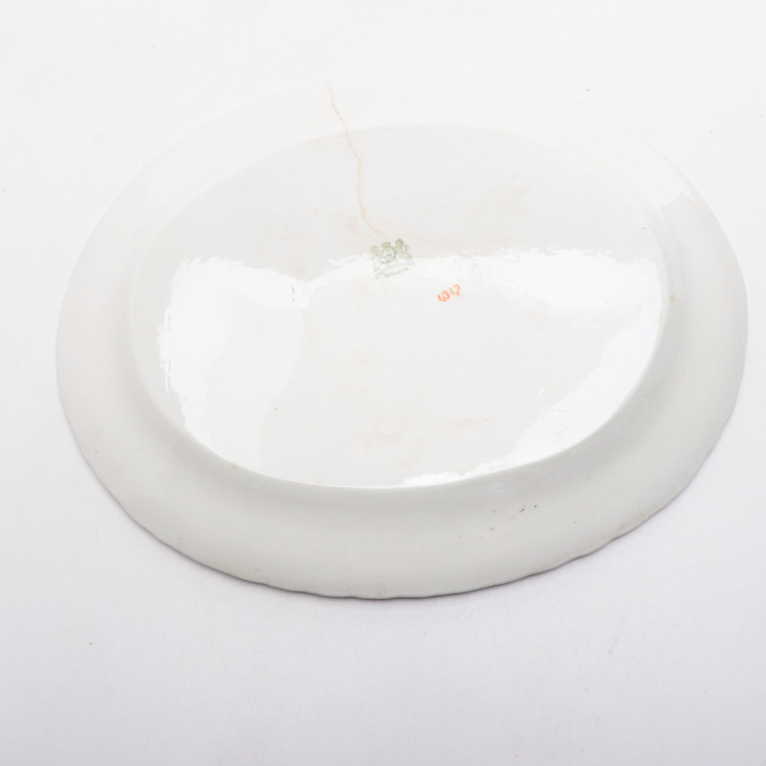 Staffordshire Polychrome Transferware Tom Turkey Platter and Plates