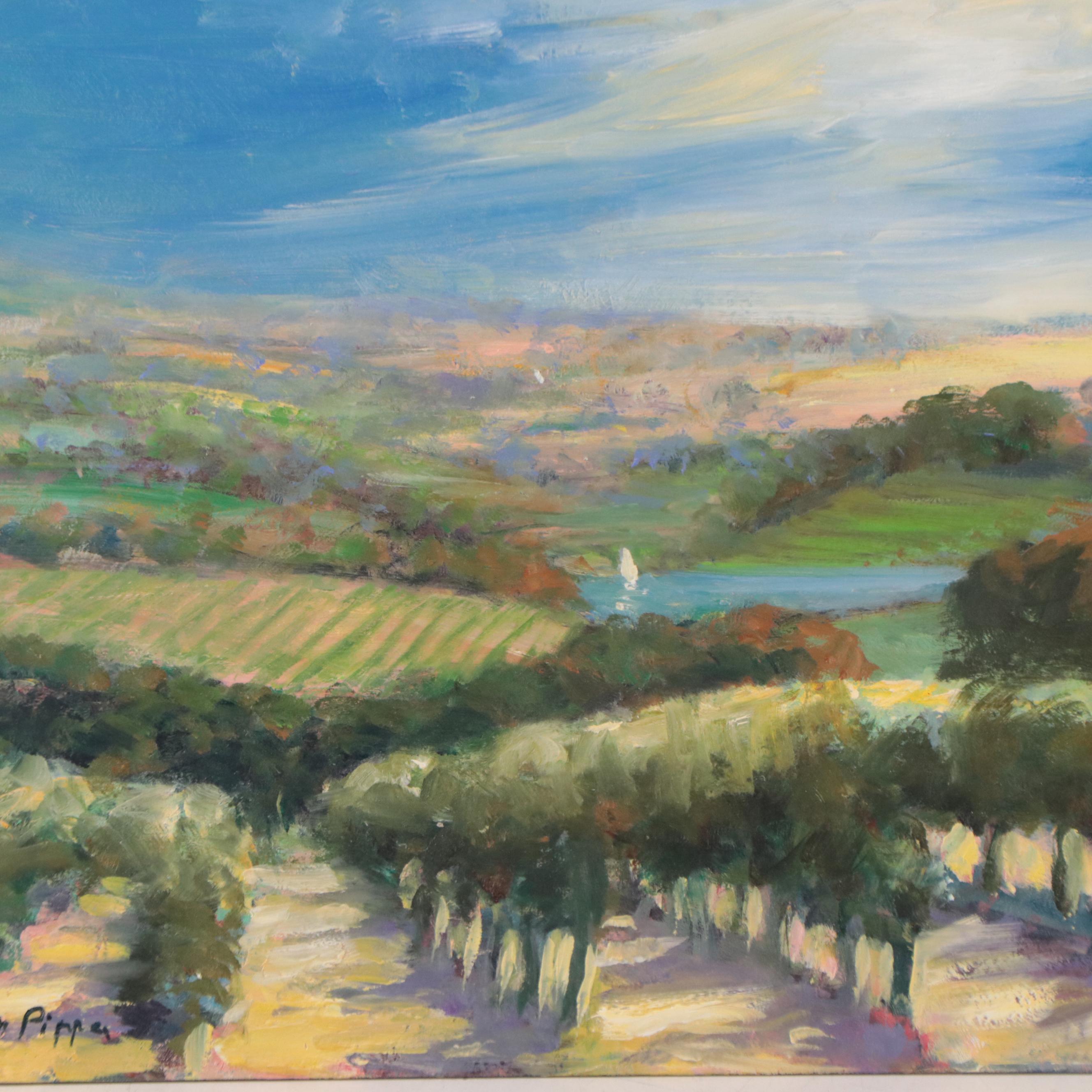 Nino Pippa Oil Painting "Wine Country Tuscany Arno Valley," 2016