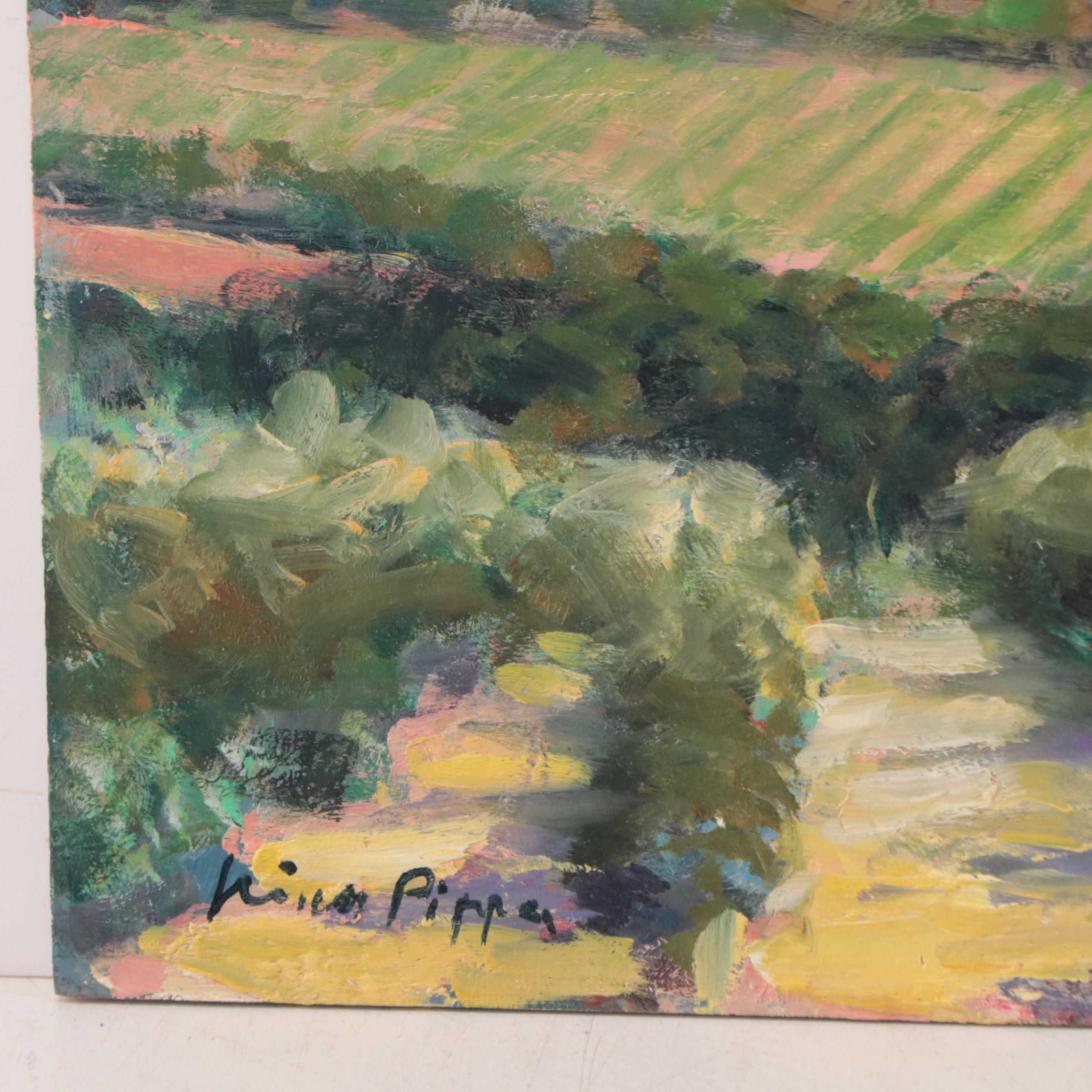 Nino Pippa Oil Painting "Wine Country Tuscany Arno Valley," 2016