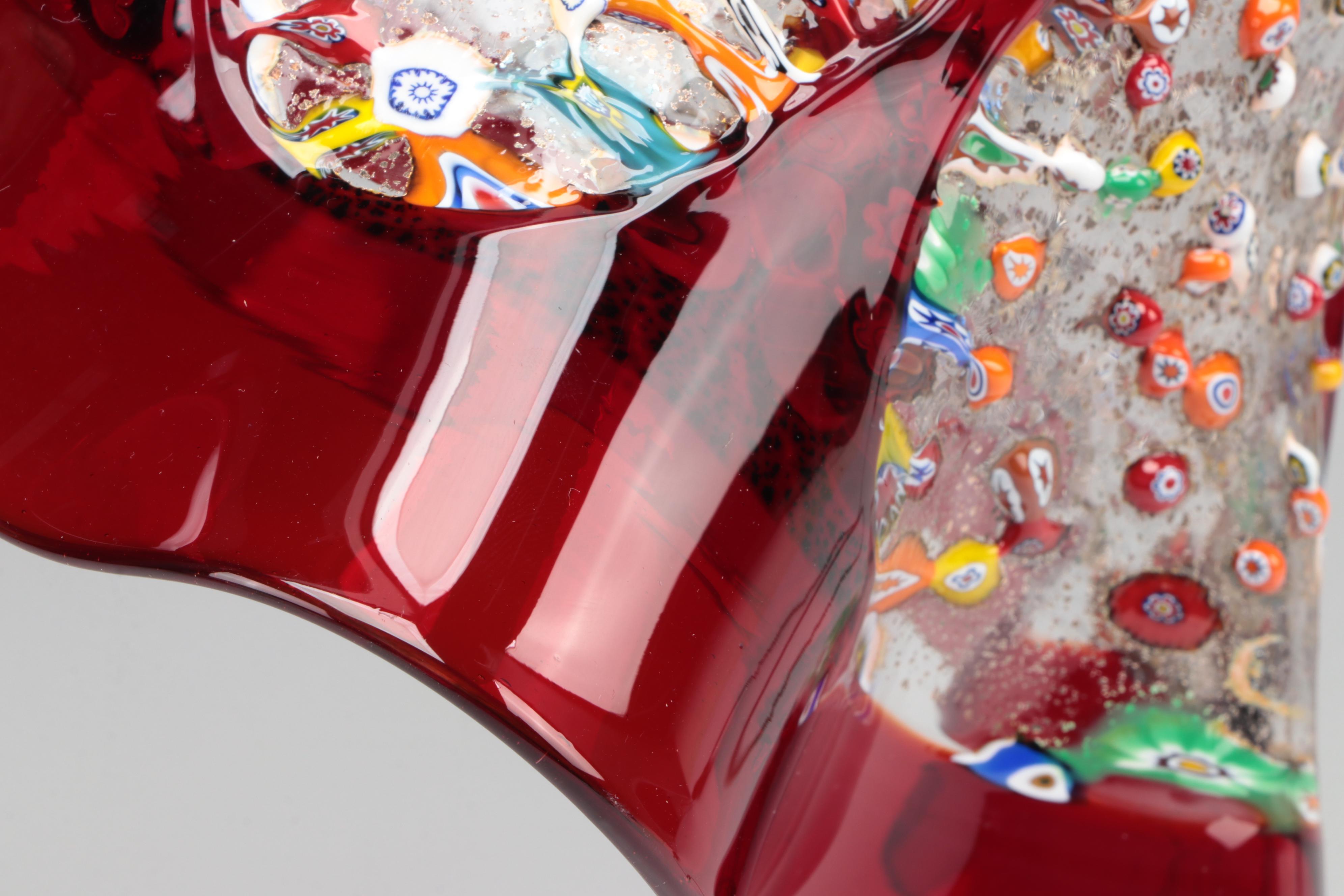 Murano Millefiori with Red Glass Table Lamp