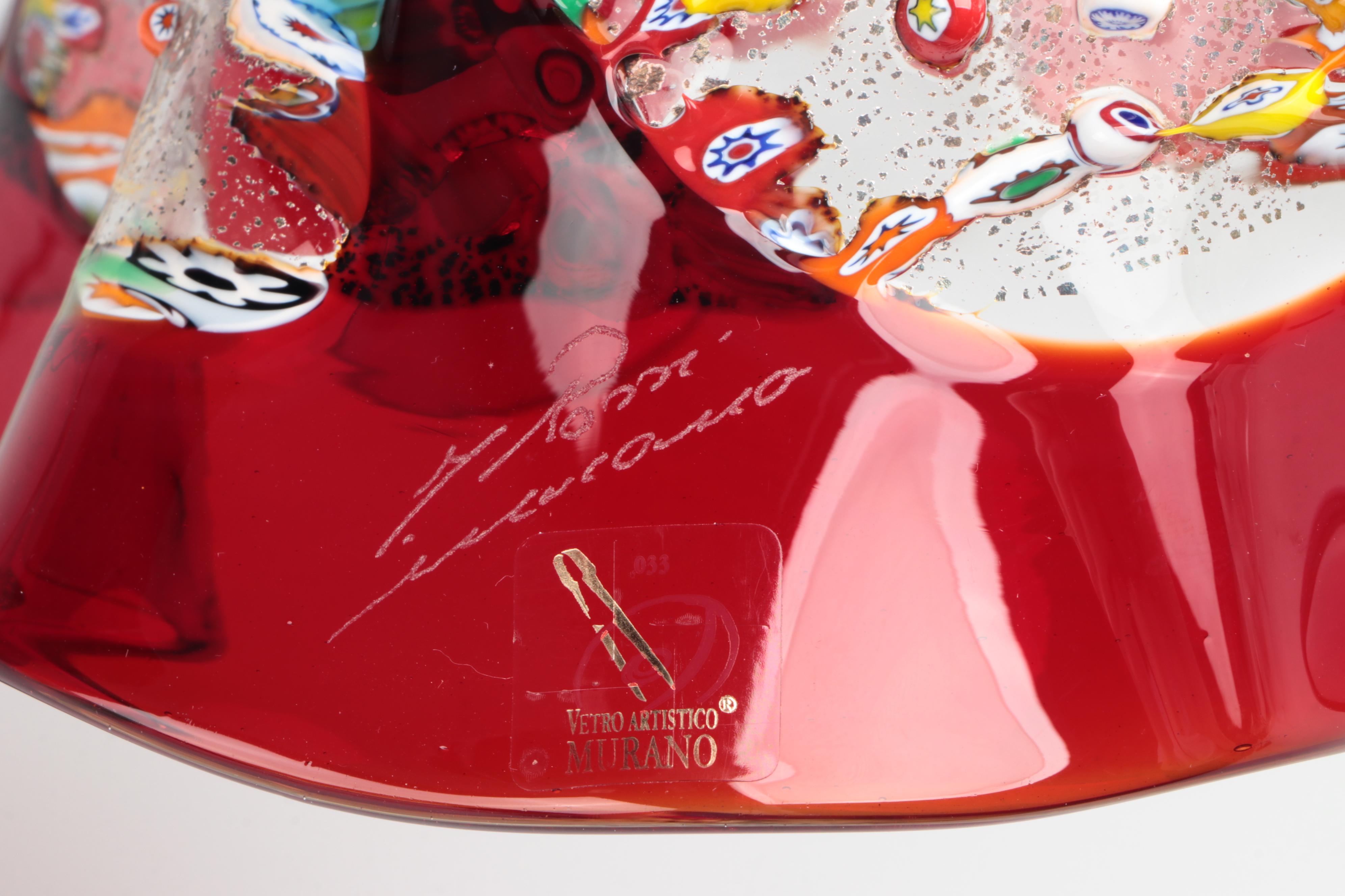 Murano Millefiori with Red Glass Table Lamp