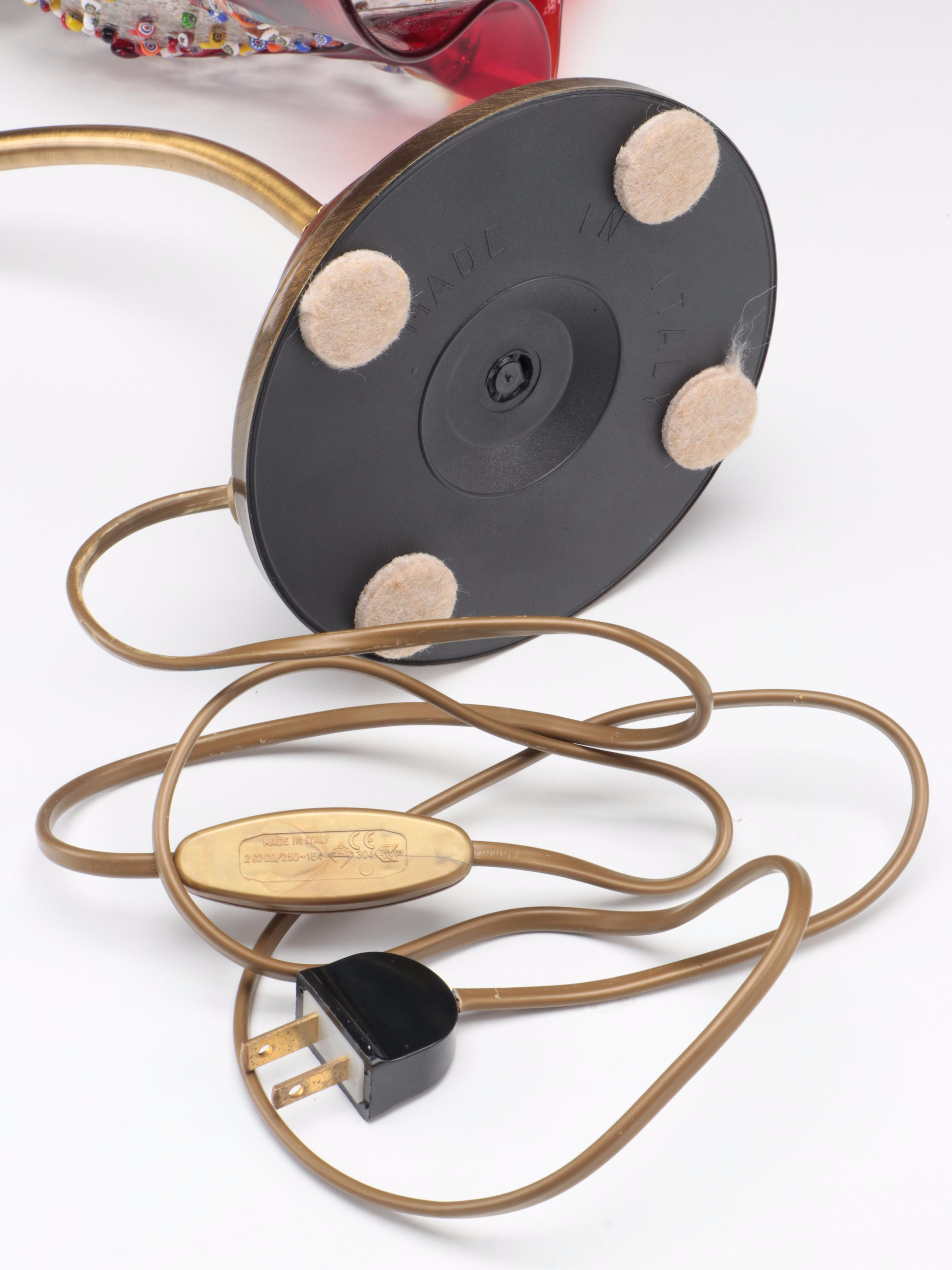 Murano Millefiori with Red Glass Table Lamp