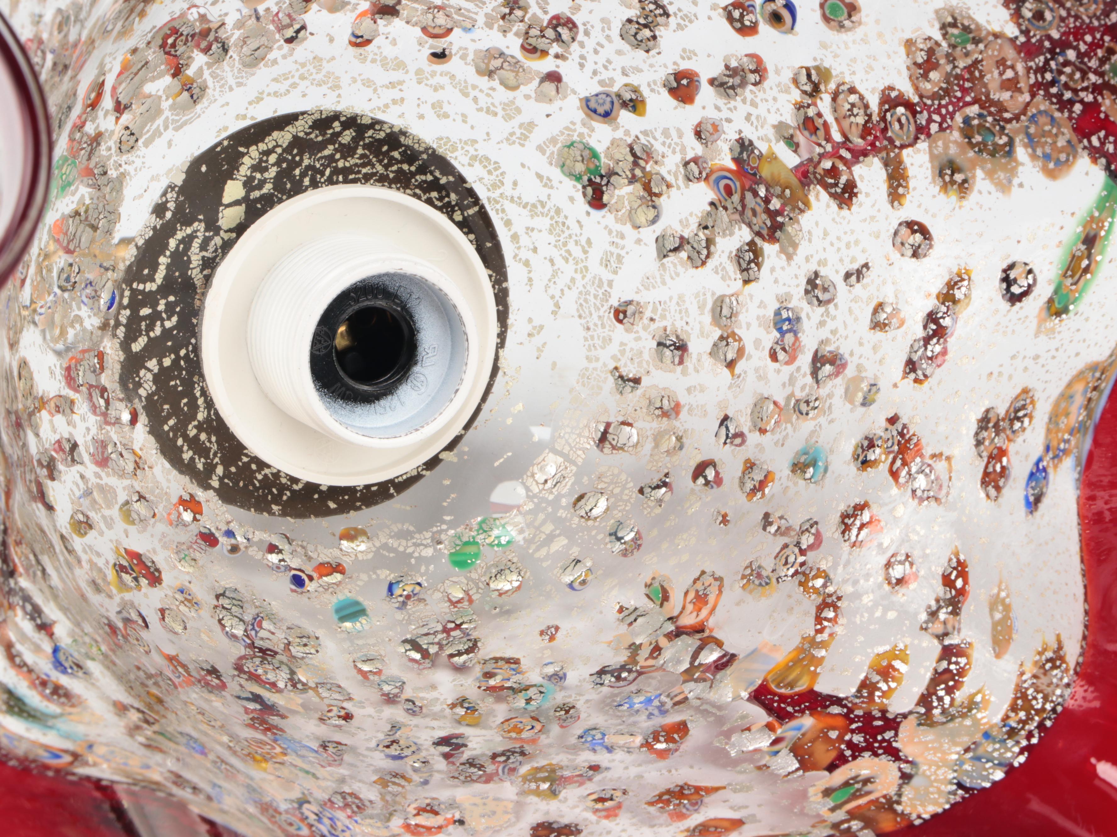 Murano Millefiori with Red Glass Table Lamp