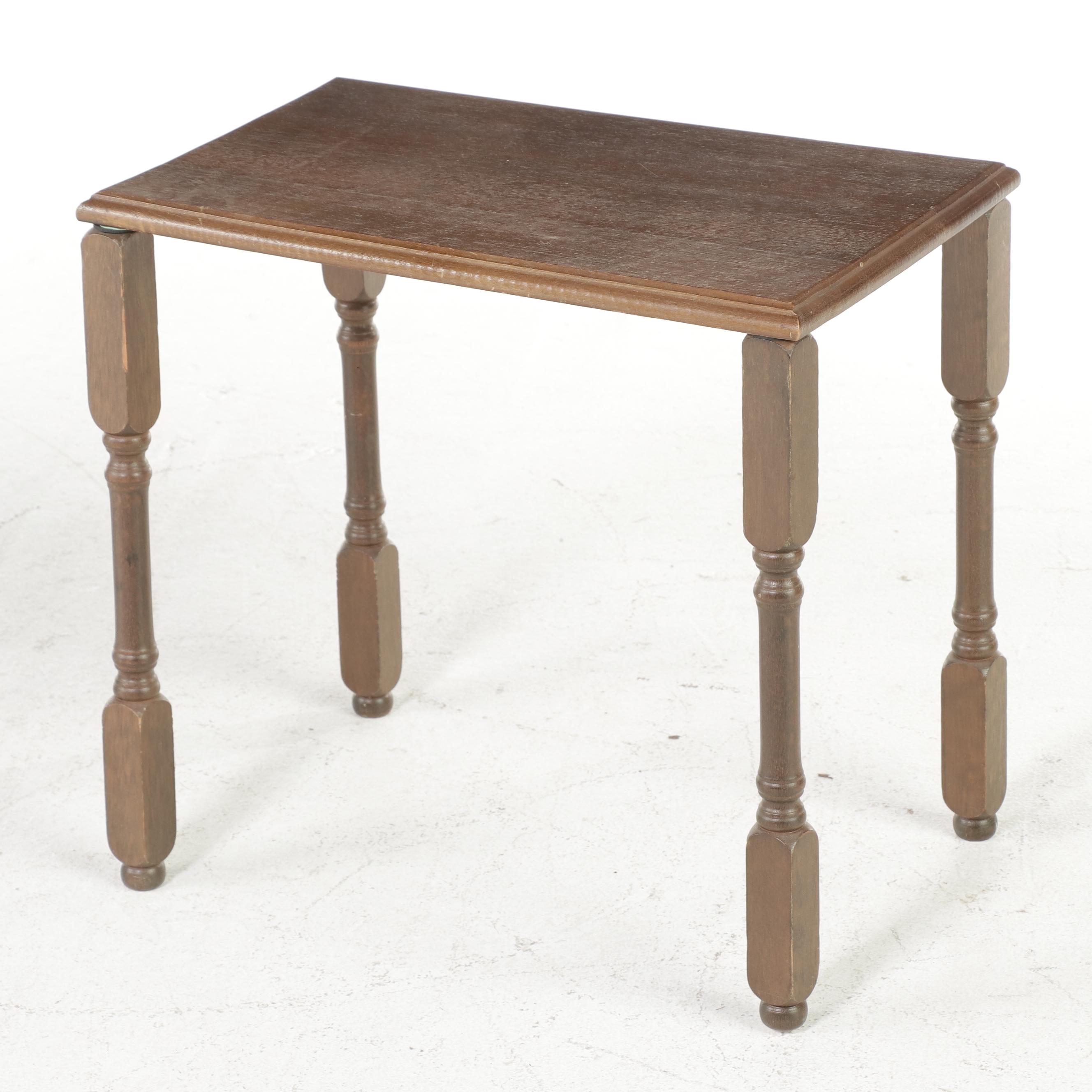 Two Sets of Three Colonial Style Walnut Nesting Tables, 20th Century